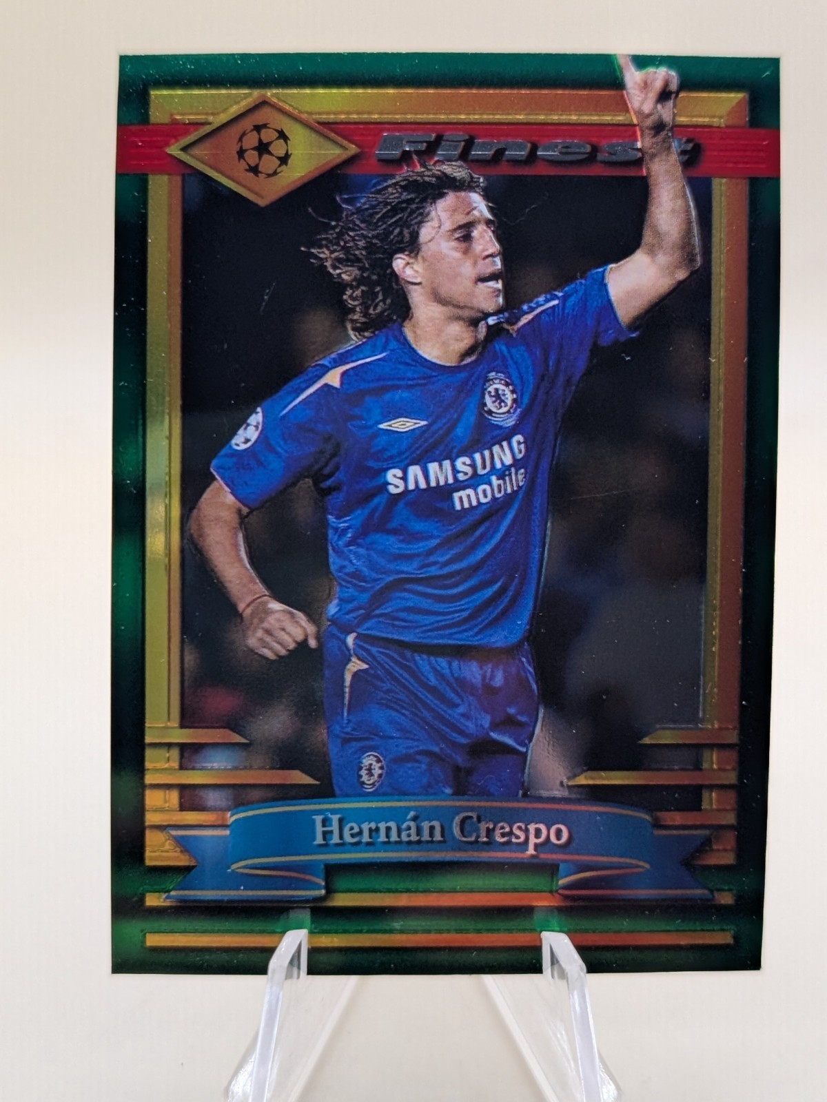 2022-23 Topps Finest Flashbacks UEFA Hernan Crespo soccer card #85 Chelsea FC