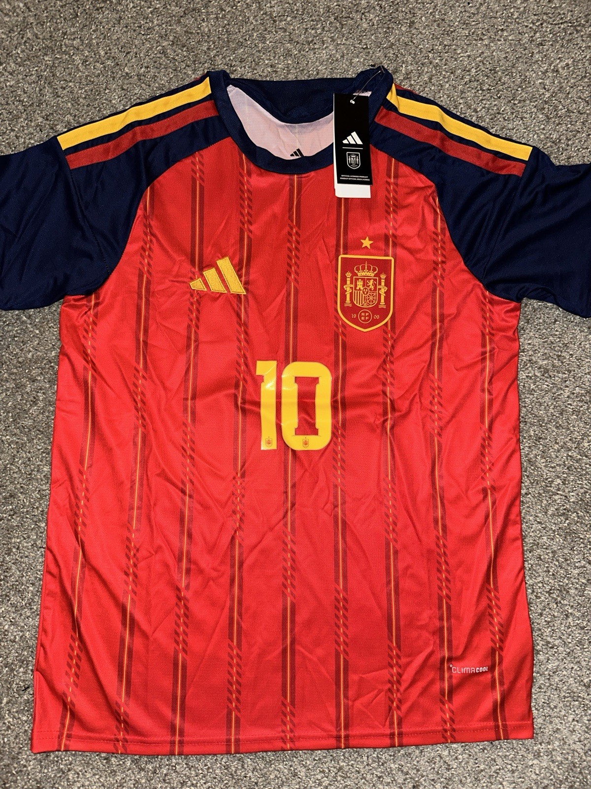 adidas Spain National Team Lamine Yamal #10 Soccer Jersey Red/Blue/Yellow size S