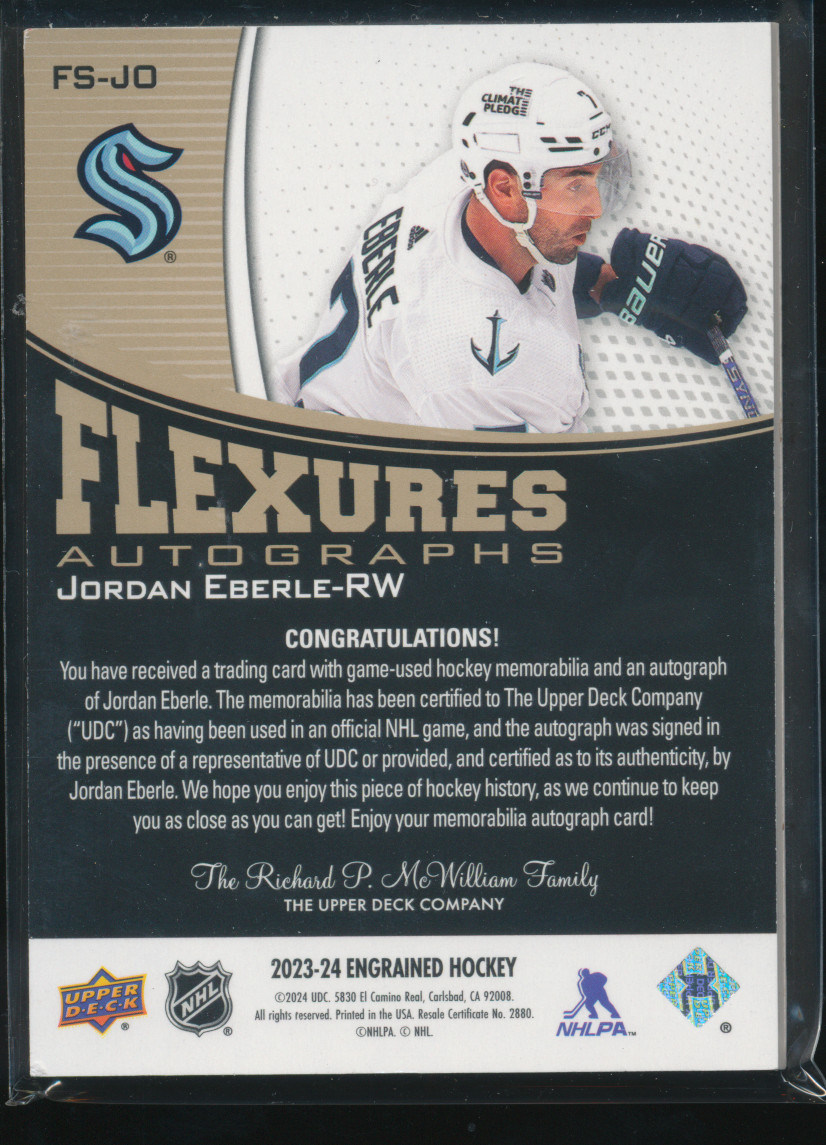 2023-24 Engrained Jordan Eberle Flexures Autographs Auto Stick #FS-JO C722