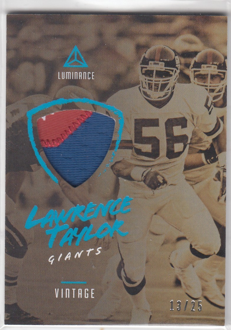 2018 Panini Luminance – Vintage Materials Lawrence Taylor #7 Platinum Blue ZY