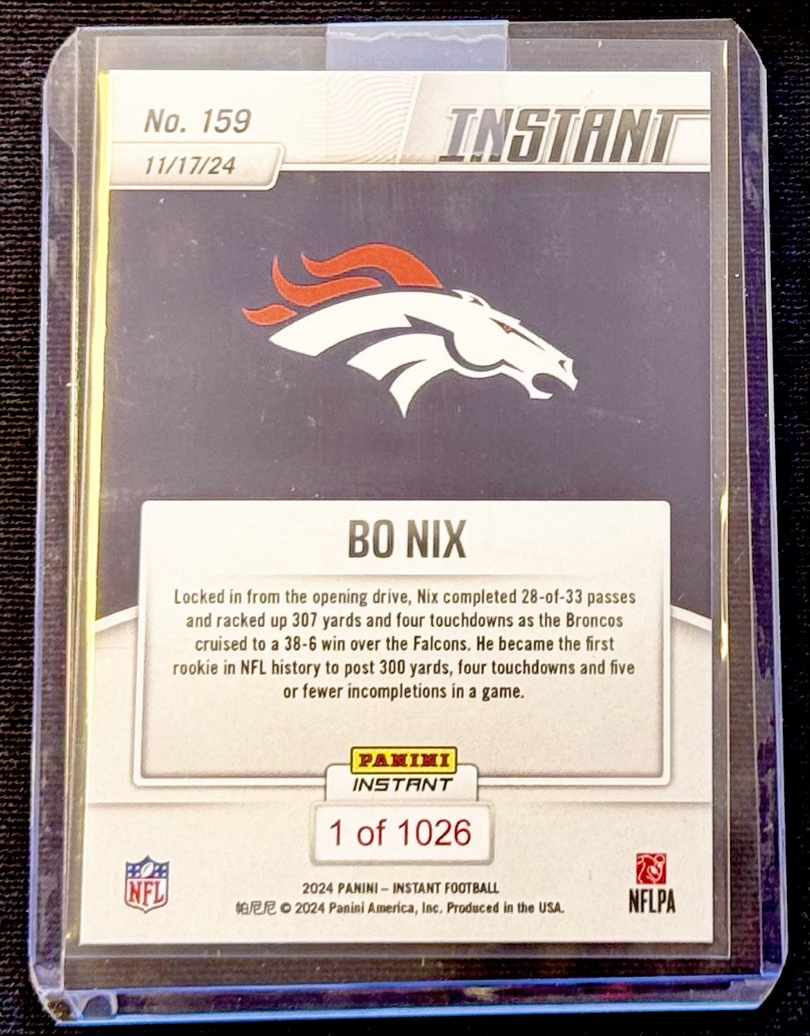 ‼️ONLY 1026 PRINTED‼️2024 Panini Bo Nix SP-RC #159 Denver Broncos NFL