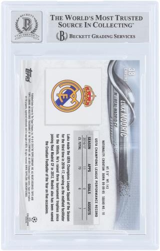 Luka Modric Real Madrid CF Signed 2017-18 Topps Chrome UEFA #38 Beckett 10 Card