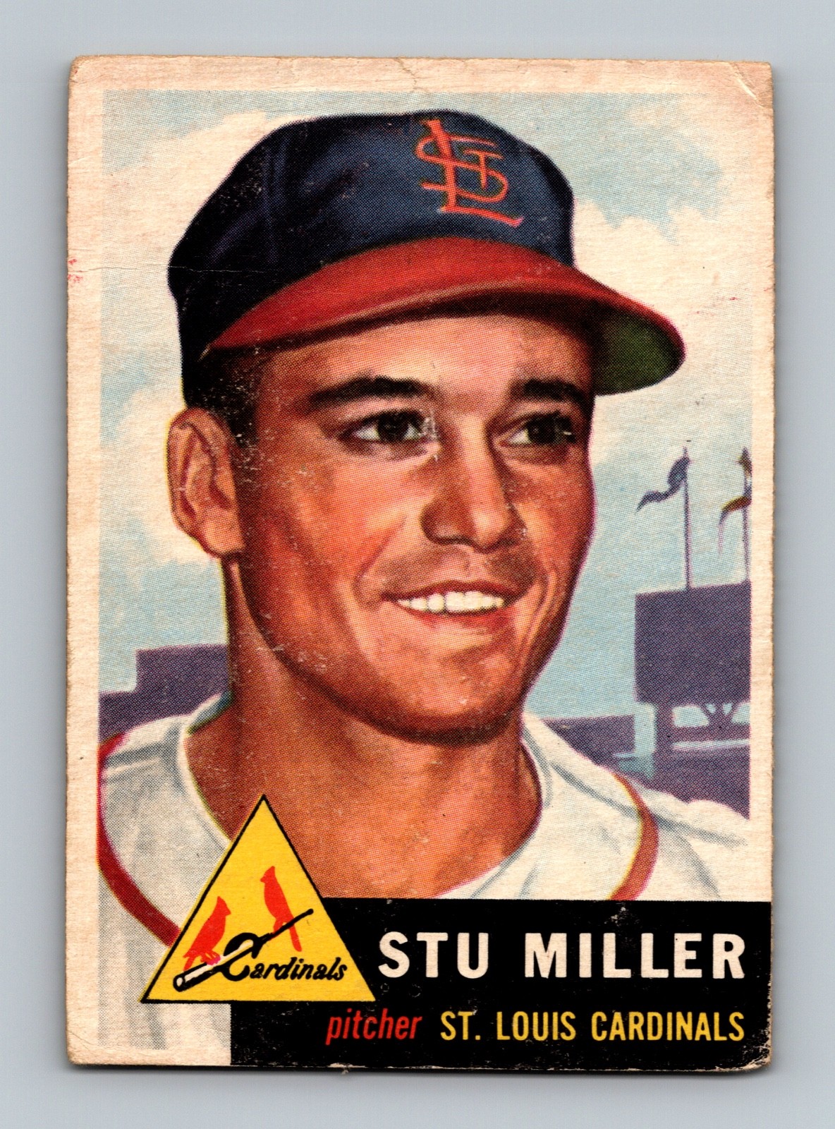 1953 Topps #183 Stu Miller LOW GRADE (wrinkle) Vintage Baseball Card