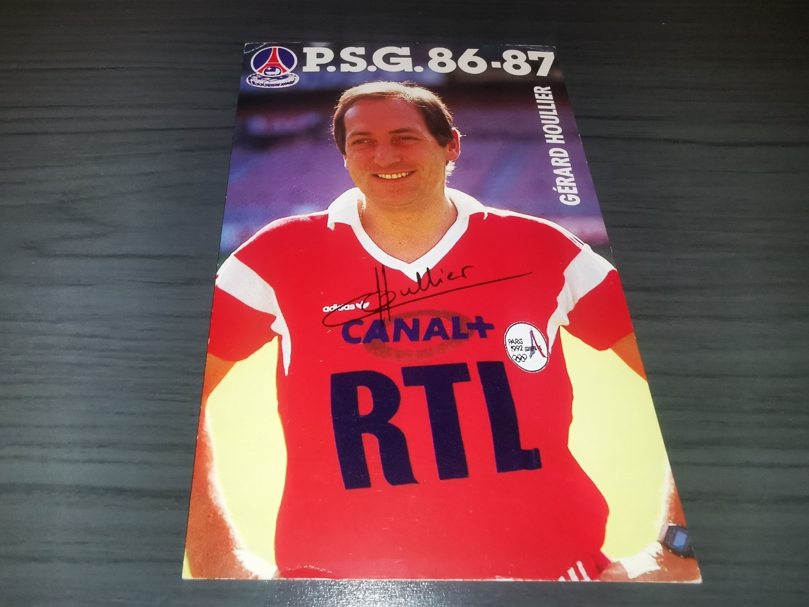 Gérard Houllier Unsigned Olympique Lyon Club autograph card