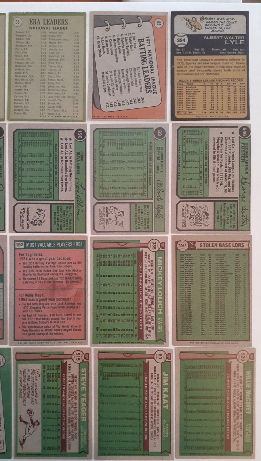 1970’s Topps Baseball, 45 Cards- Stars & Hall Of Famers Only, EX to NM+