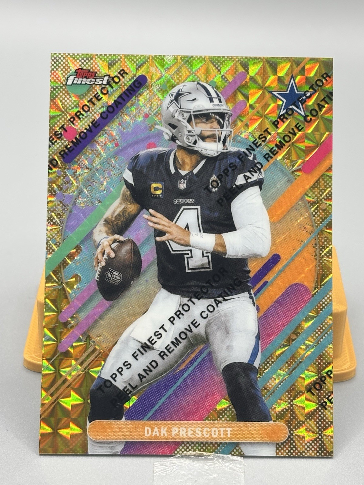 2025 Topps Finest Dak Prescott Rare Gold Geometric /20 Protective Film Cowboys