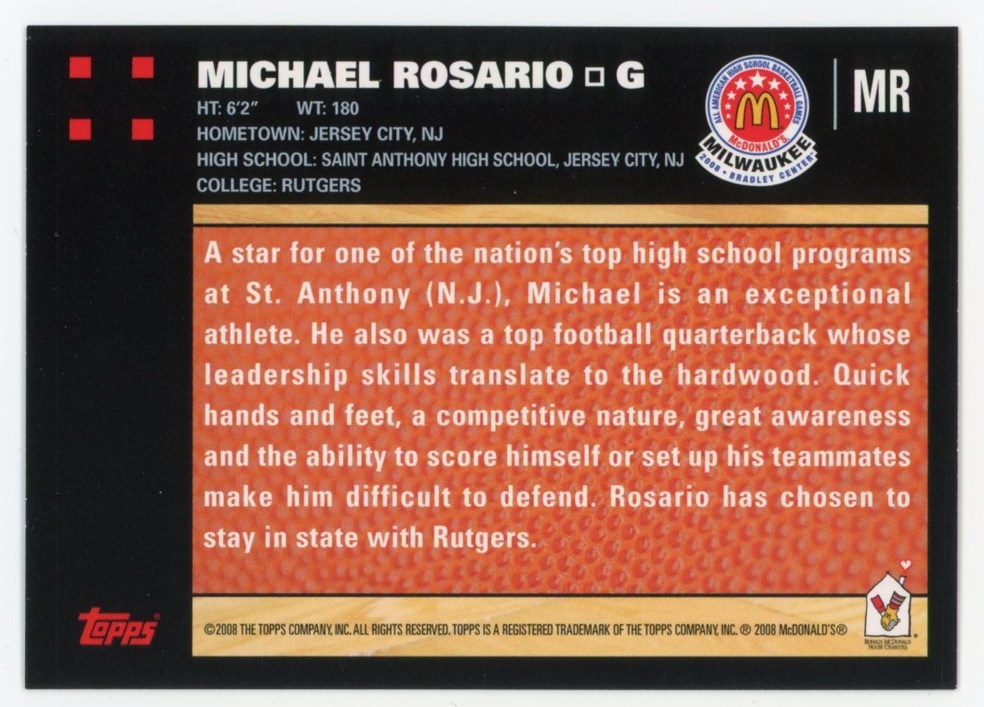 2008 McDonald’s All-American #MR Michael Rosario
