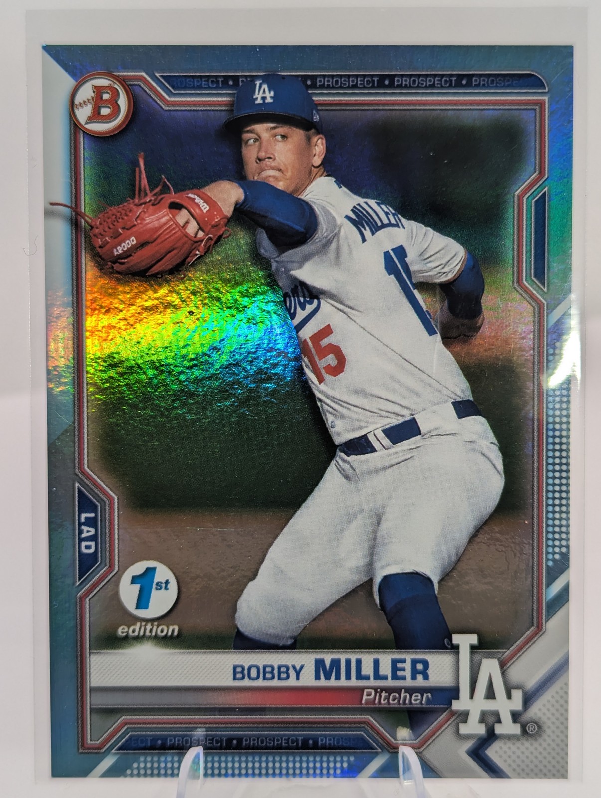 Bobby Miller | 2021 Bowman 1st Edition #BFE-75 Sky Blue | Los Angeles Dodgers