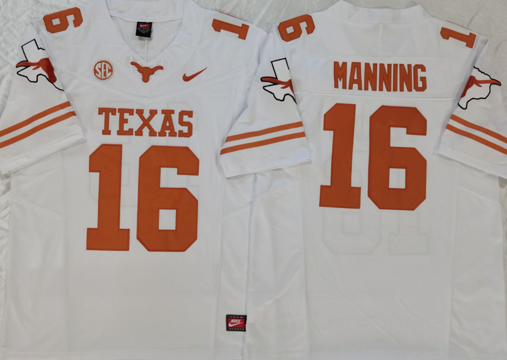 New Mens Arch Manning #16 Texas Longhorns Stitched Jersey All Colors S-3XL