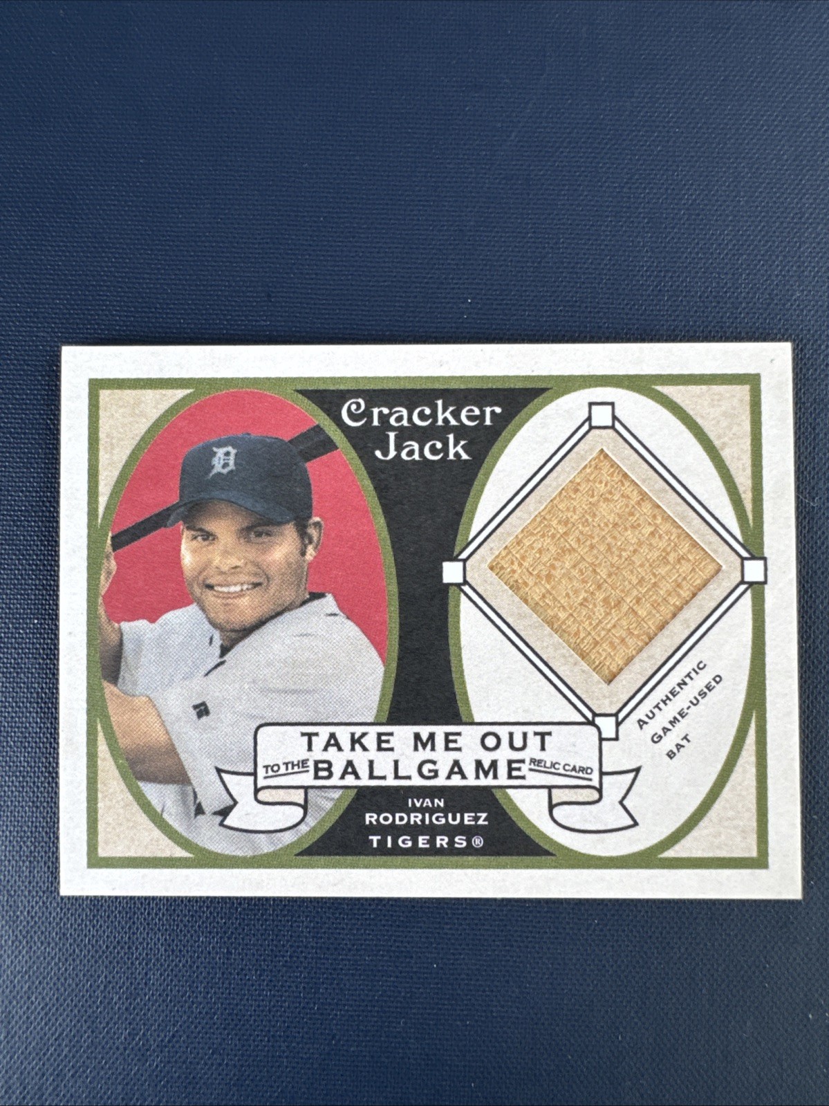 2005 Topps Cracker Jack Take Me Out Ivan Rodriguez Bat Relic Detroit Tigers