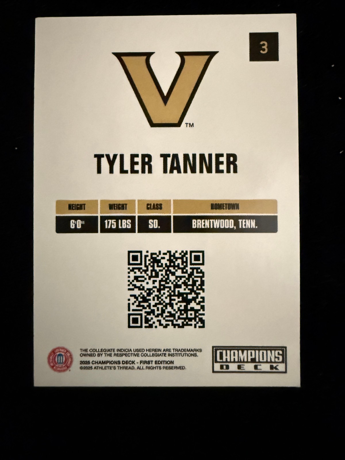 2025-26 Champions Deck VANDERBILT COMMODORES singles – choose from list