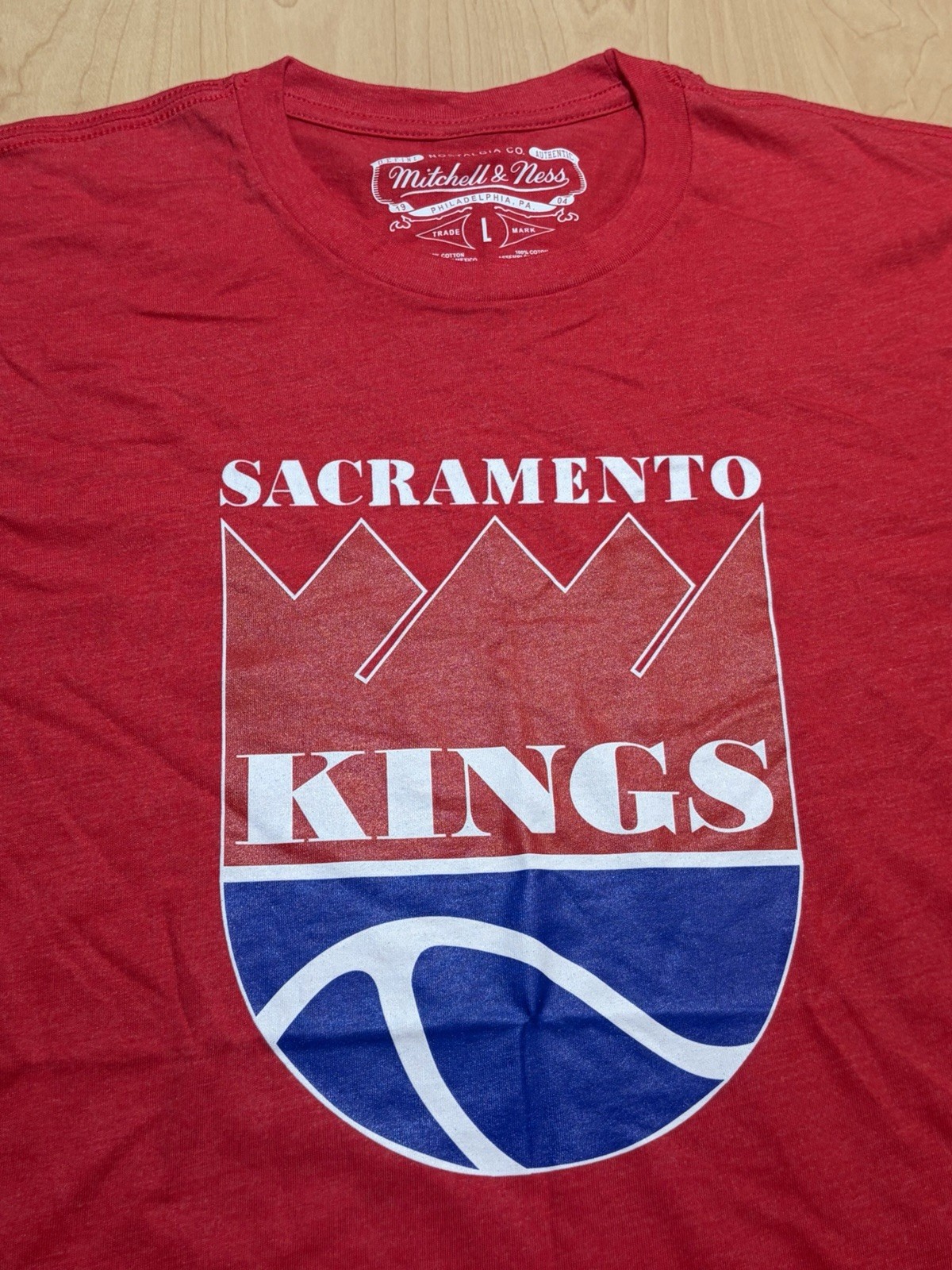 NBA Sacramento Kings Basketball L T-shirt Mitchell & Ness Hardwood Classics NEW