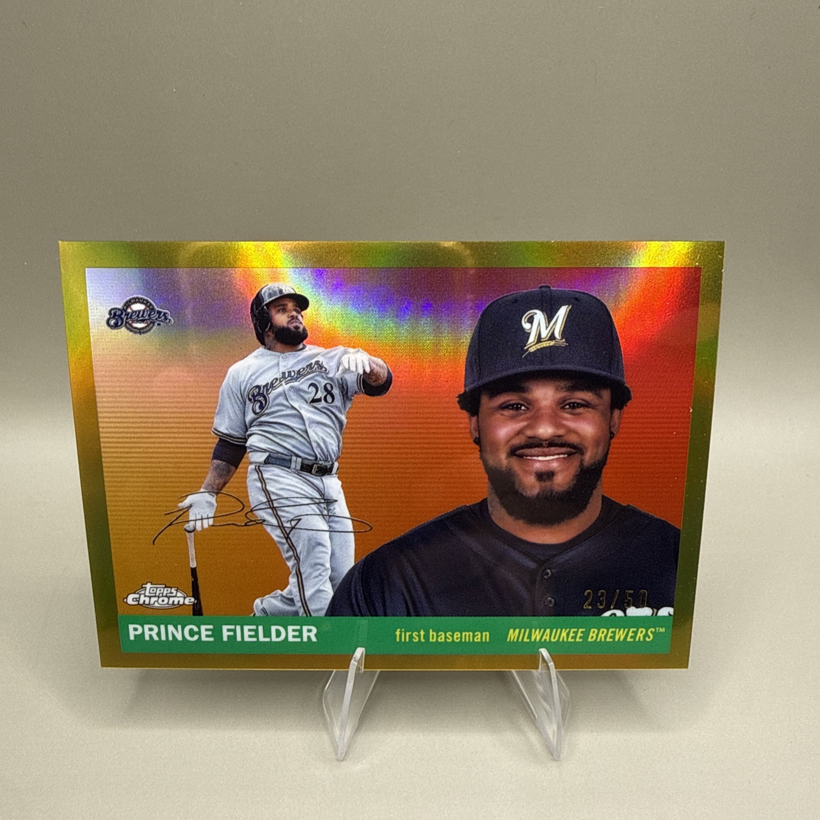 2025 Topps Chrome Platinum Anniversary – Prince Fielder True Gold Refractor/50