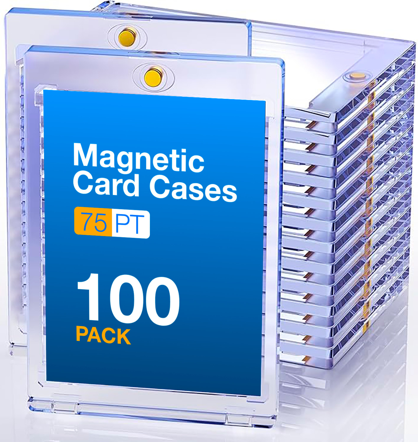 100 Pack Magnetic Trading Sports Card Holders 75pt One-Touch Hard UV Protection