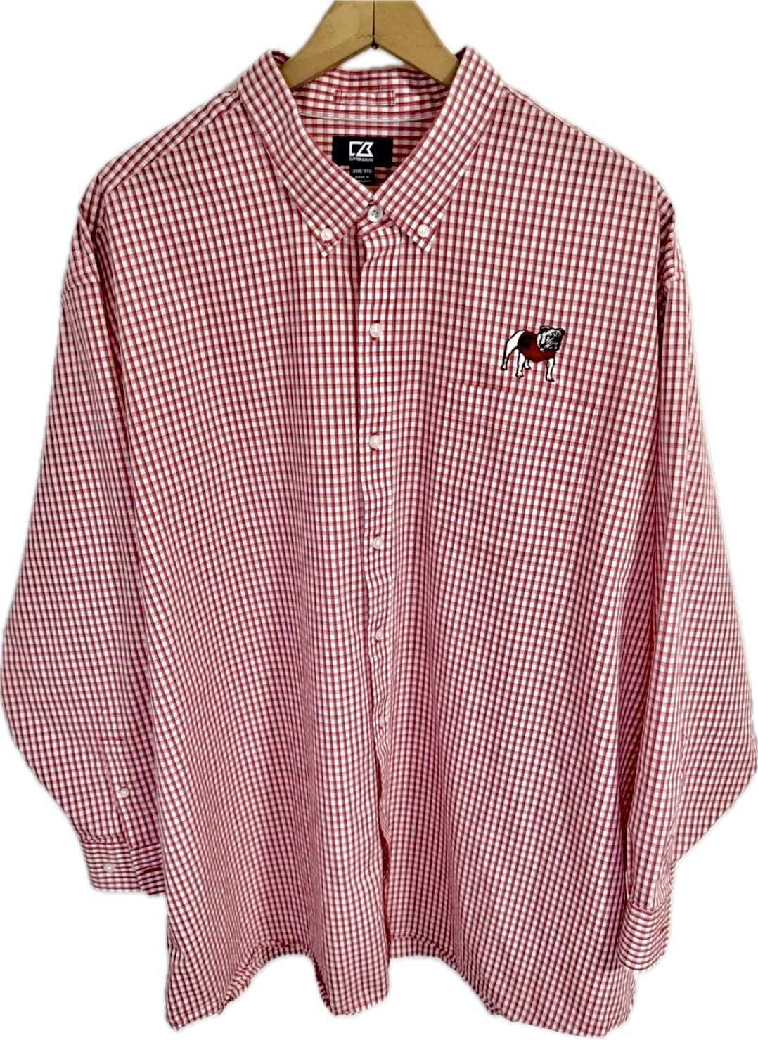 Cutter & Buck UGA Red & White Plaid Button Down Dress Shirt 3XB Men’s