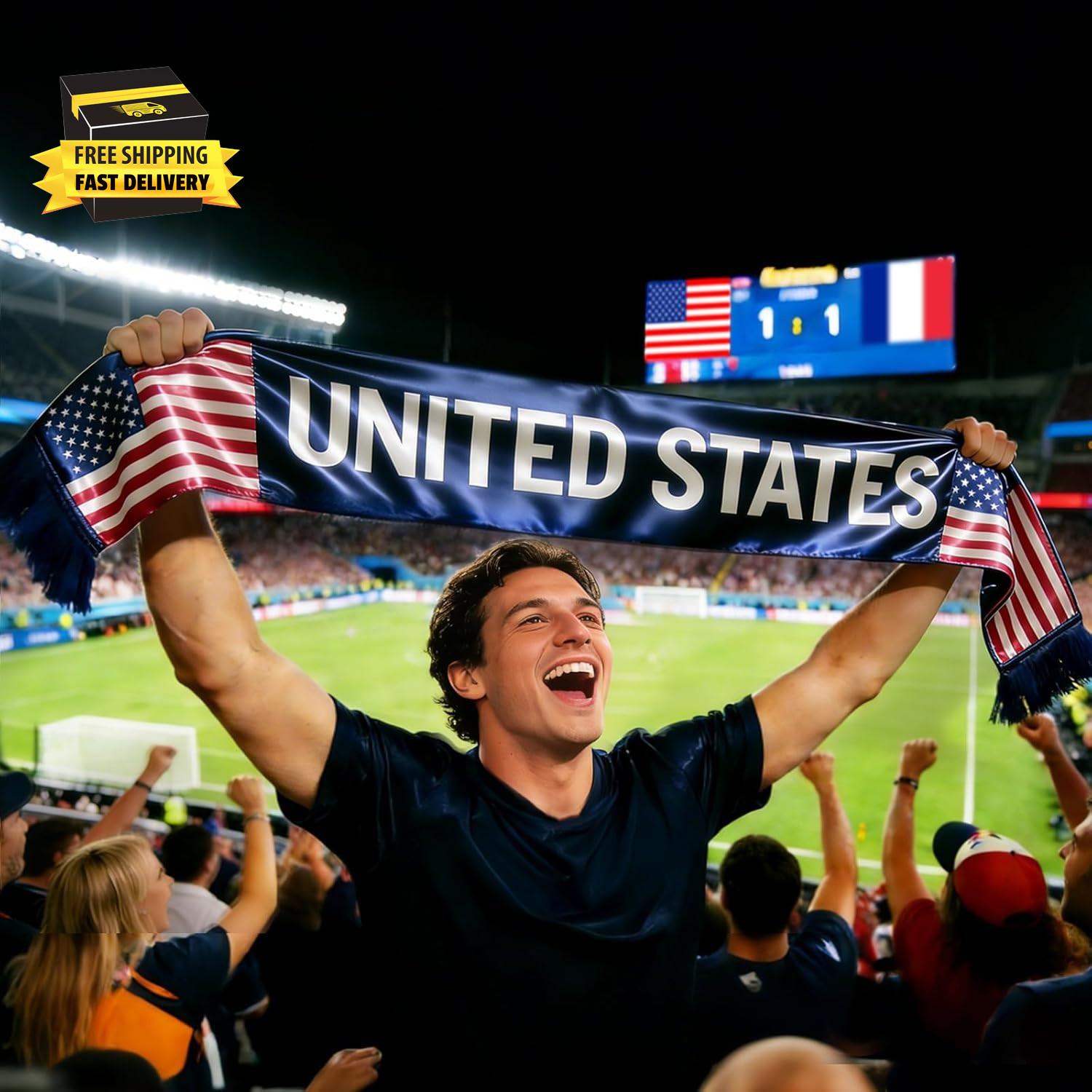 USA Soccer Fan Scarf – Double-Sided United States Supporter Scarf for 2026 Inter
