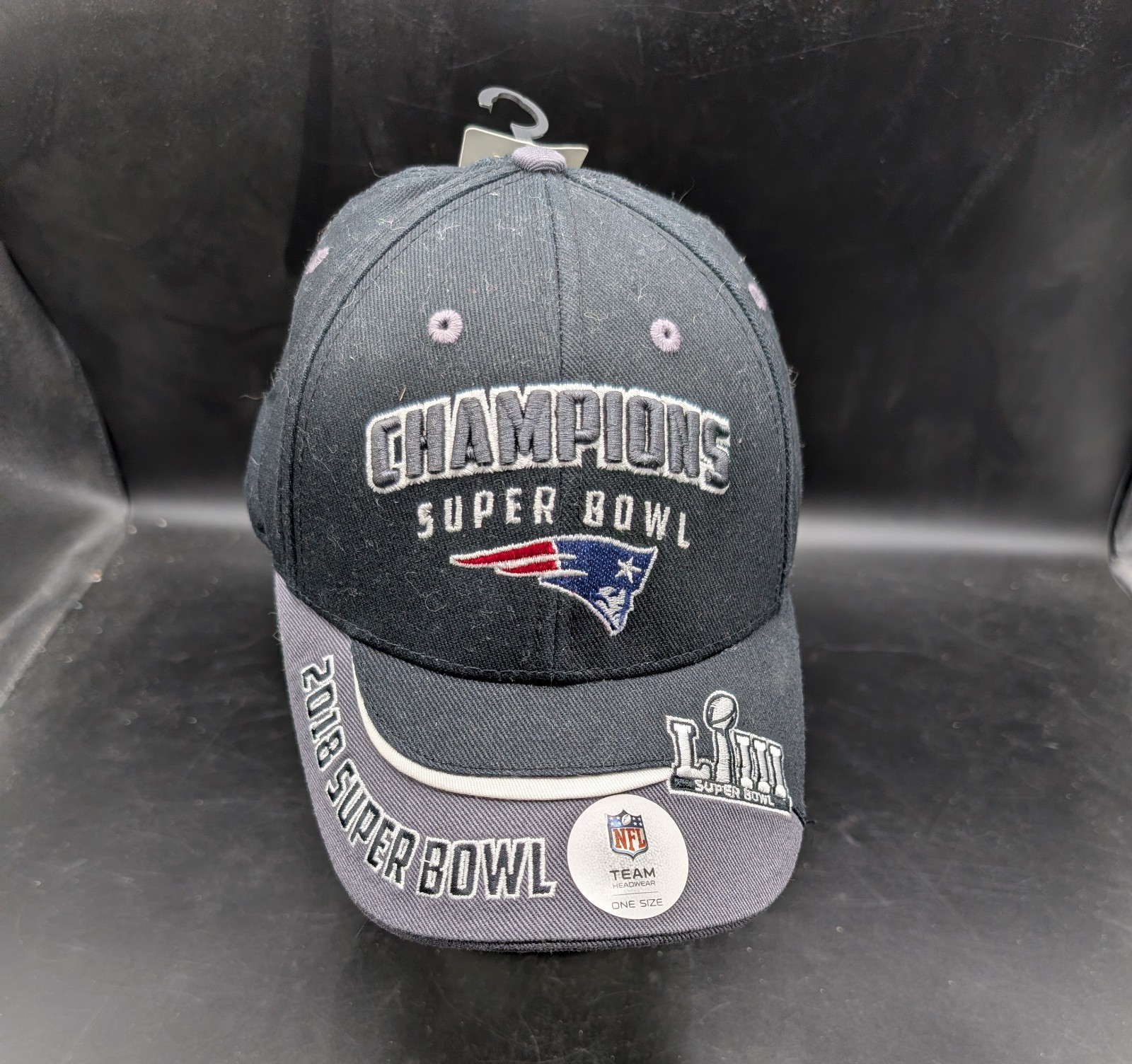 2018 Superbowl Champions Hat Patriots Black/Grey Team Apparel One Size