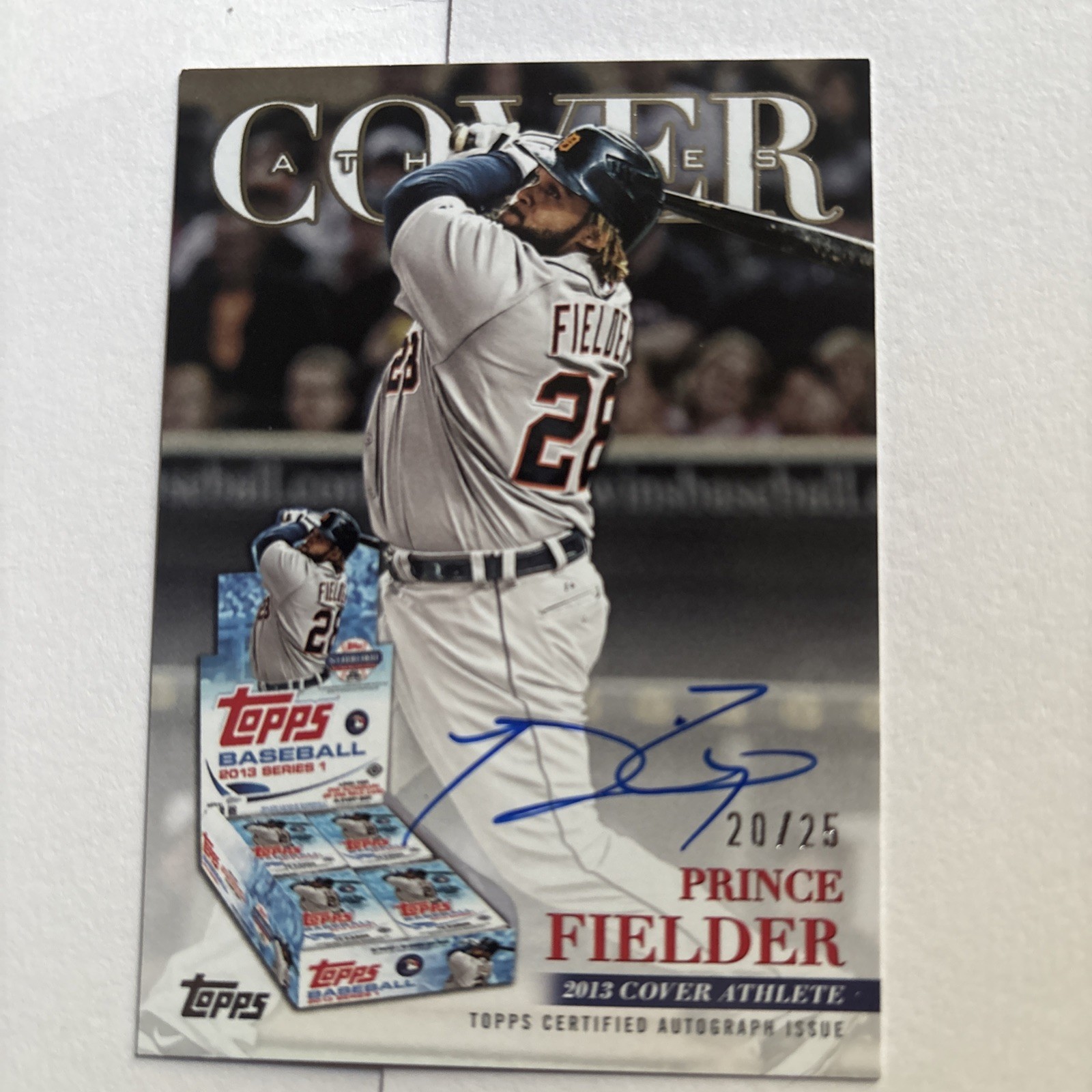 Topps 2013 Cover Athletes – Prince Fielder – On Card Auto 20/ 25