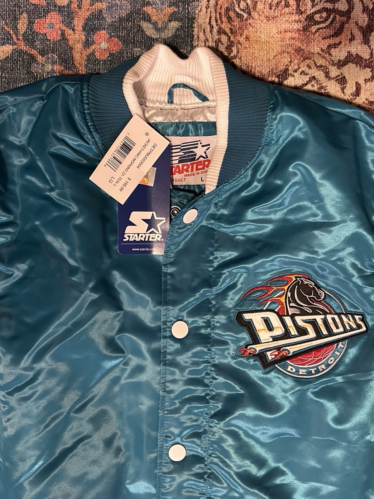 Starter Detroit Pistons Retro Bomber Jacket Size Large NWT