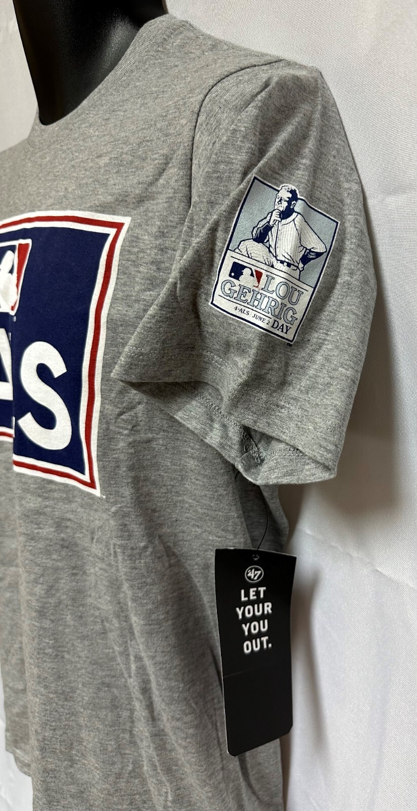 Official MLB LG4 ALS Lou Gehrig Day ’47 Brand Baseball Tee T-Shirt 100% Charity