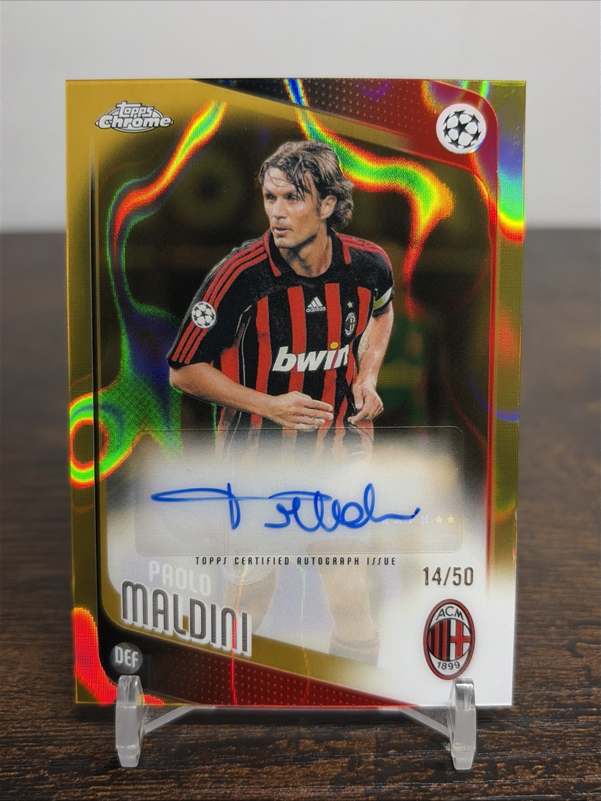 2025/26 Topps Chrome UEFA Paolo Maldini Gold Lava Auto /50 #CLA-PM