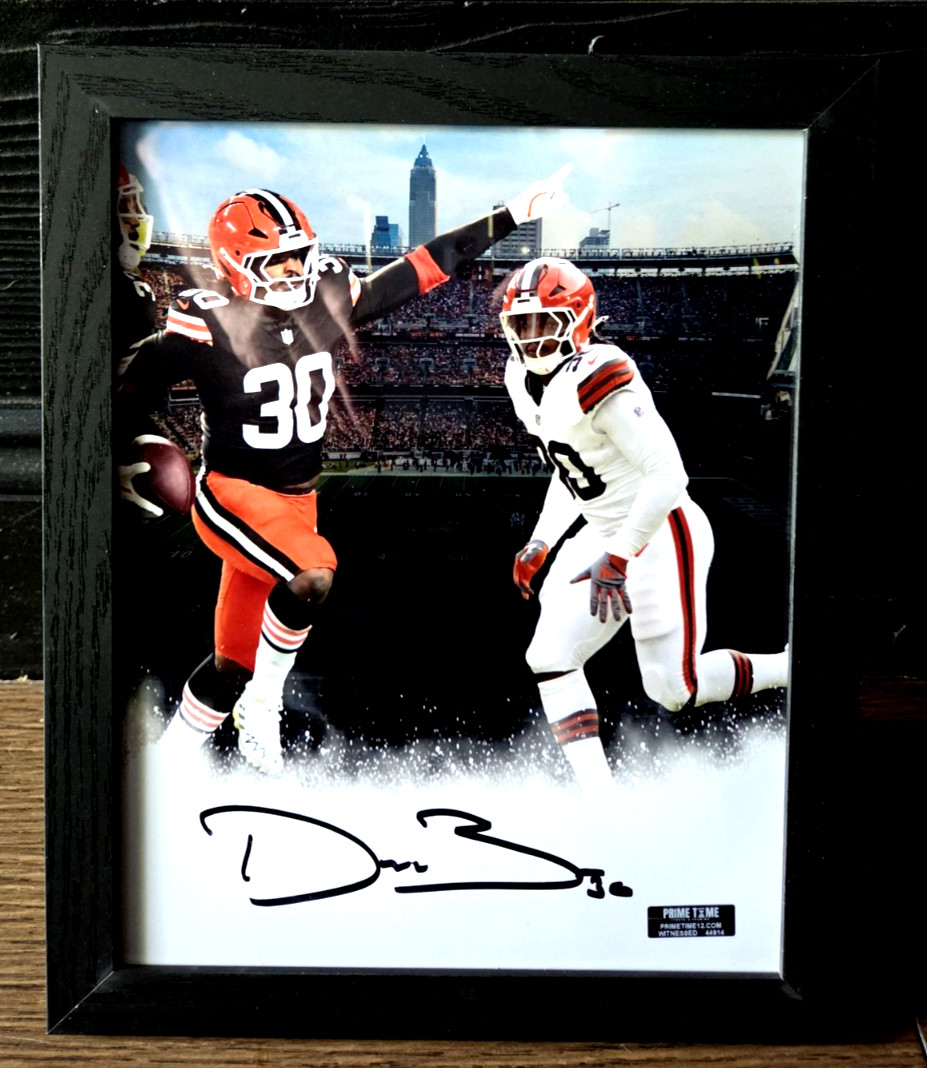 DEVIN BUSH #30 HAND SIGNED Framed 8X10 PHOTO CLEVELAND BROWNS FOOTBALL COA