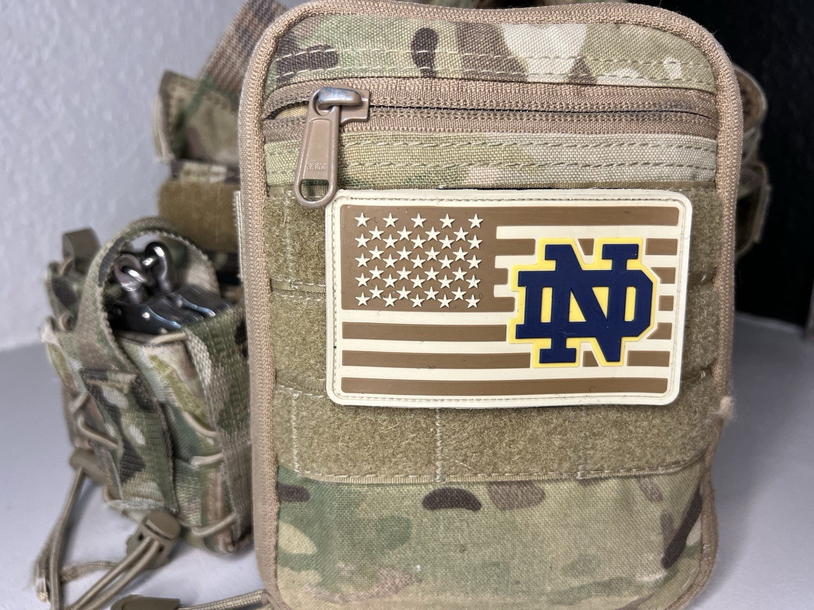 Military Combat American Flag Notre Dame football PVC Patch W Vlcro
