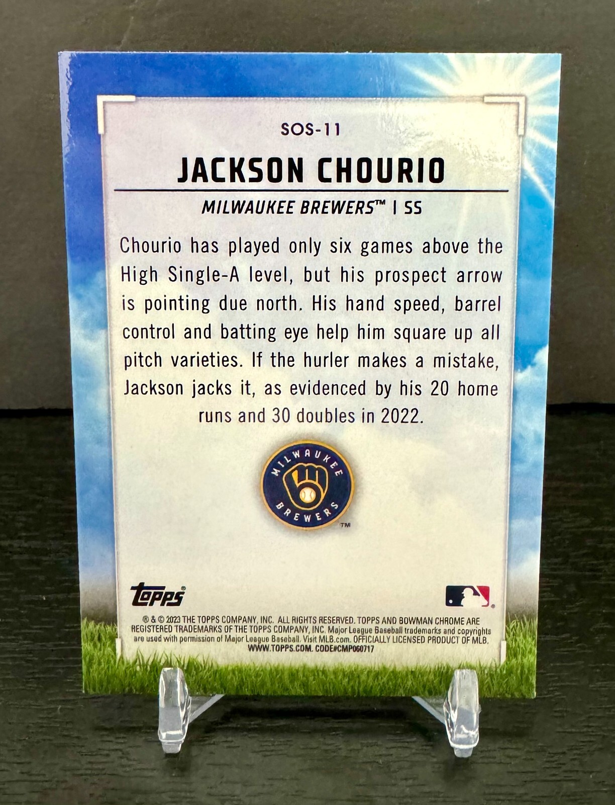 Jackson Chourio 2023 Bowman Chrome Sights on September #SOS-11 Milwaukee Brewers