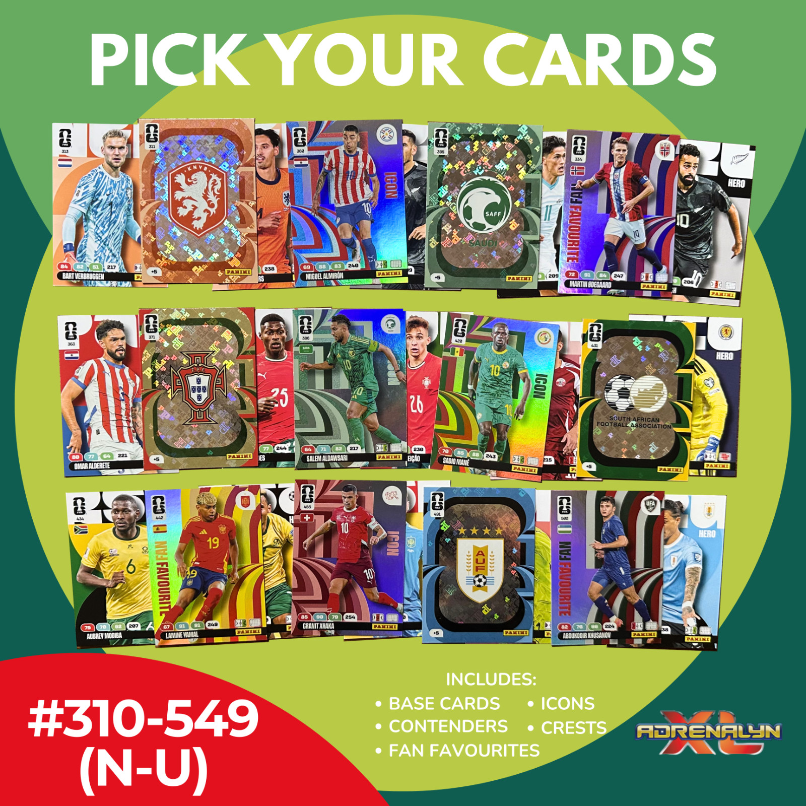 Panini Adrenalyn XL World Cup 2026 Cards #310 – #549 N-U