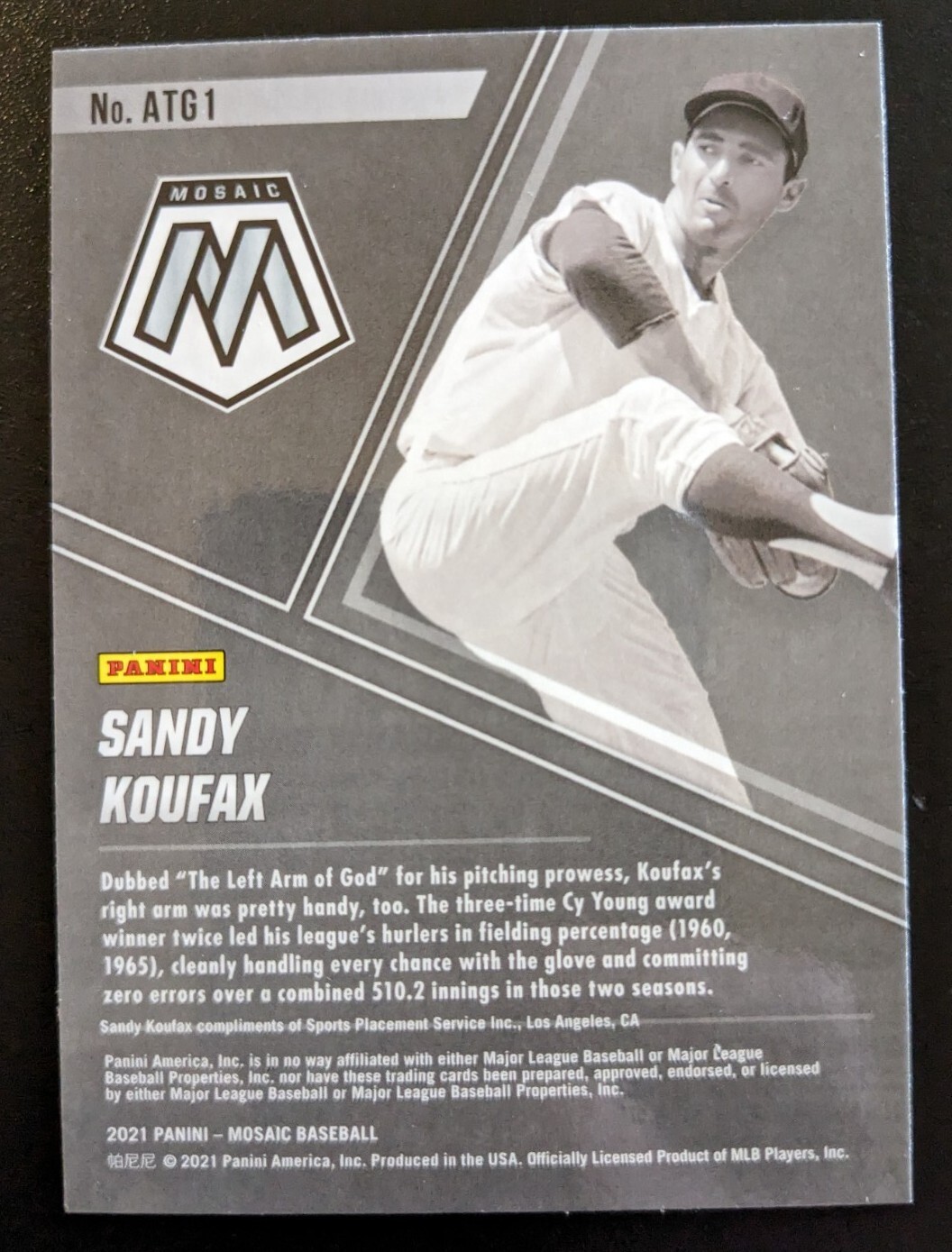 2021 Panini Mosaic Baseball Sandy Koufax All-Time Greats Insert #ATG1 Dodgers