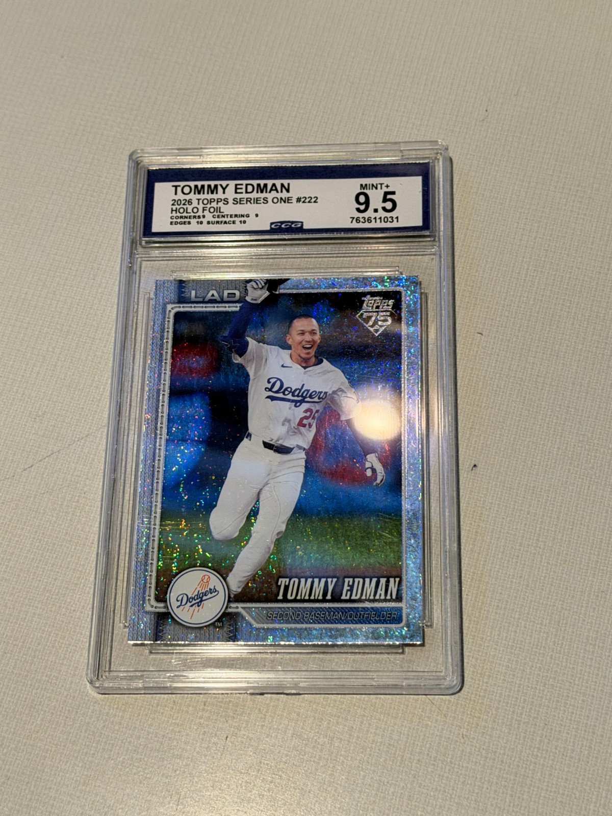 Tommy Edman 2026 Topps Series One HOLO FOIL #222, GRADED 9.5, Dodgers (c)