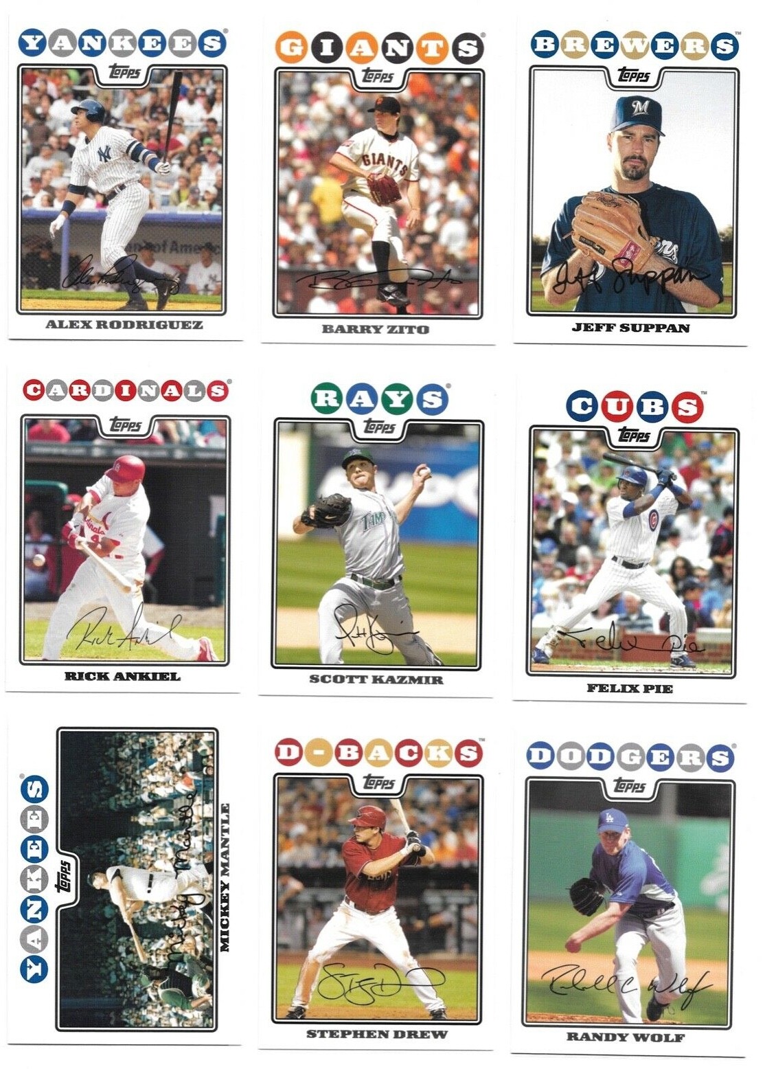 2008 Topps Baseball Trading Cards / Choose from list #s 1 – 250 / mb7