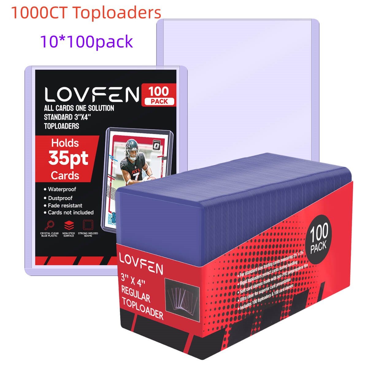 1000CT 3″x4″ Toploaders For Standard 35pt Sports Trading Cards 10*100Pack