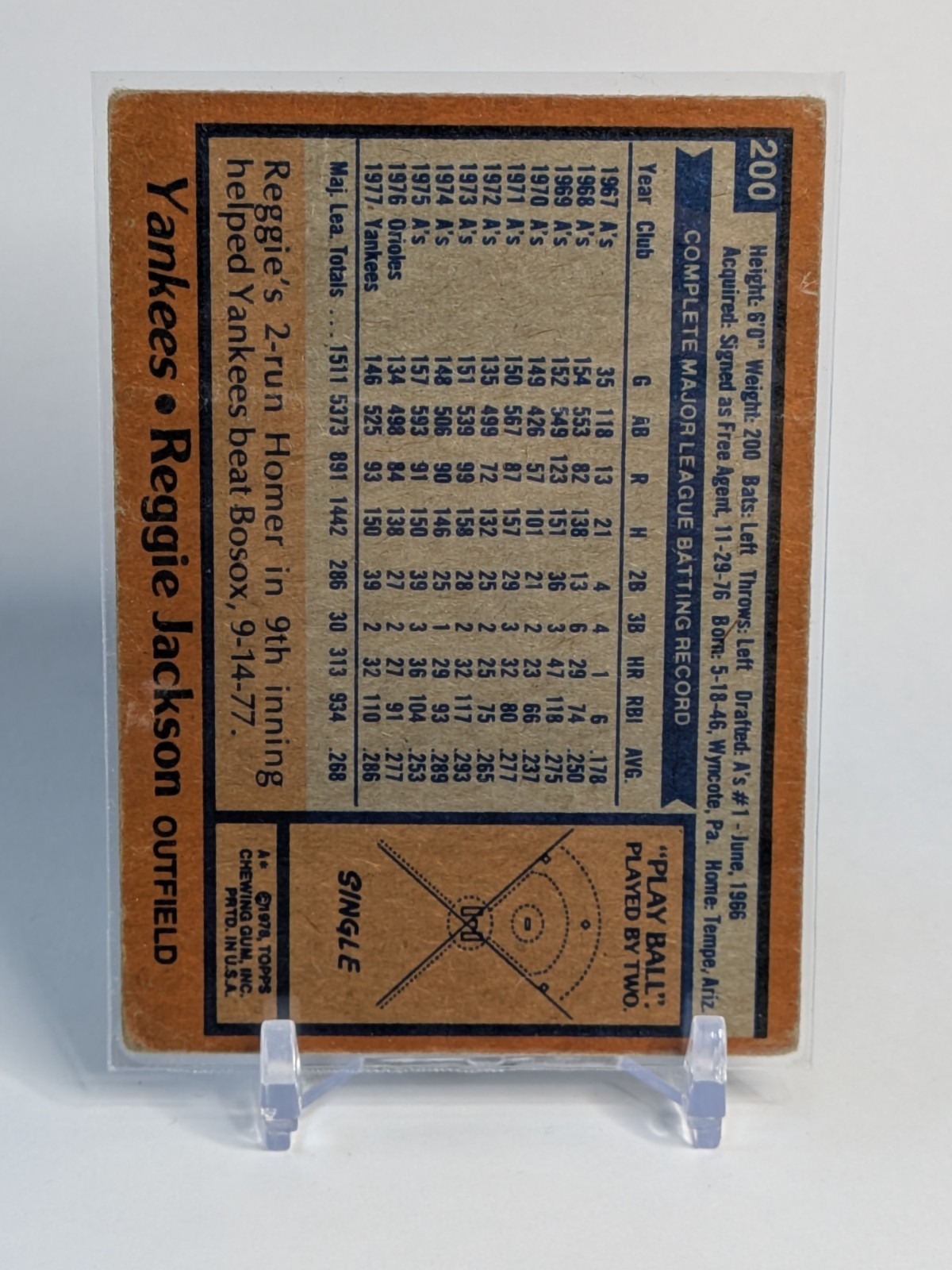 1978 Topps #200 Reggie Jackson HOF NY Yankees *Creases* – FREE SHIPPING