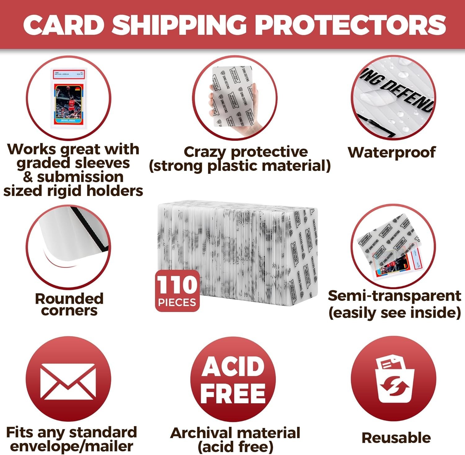 Card Protectors Trading Cards Shipping Supplies, 110-Pack 4” X 6” Graded Card