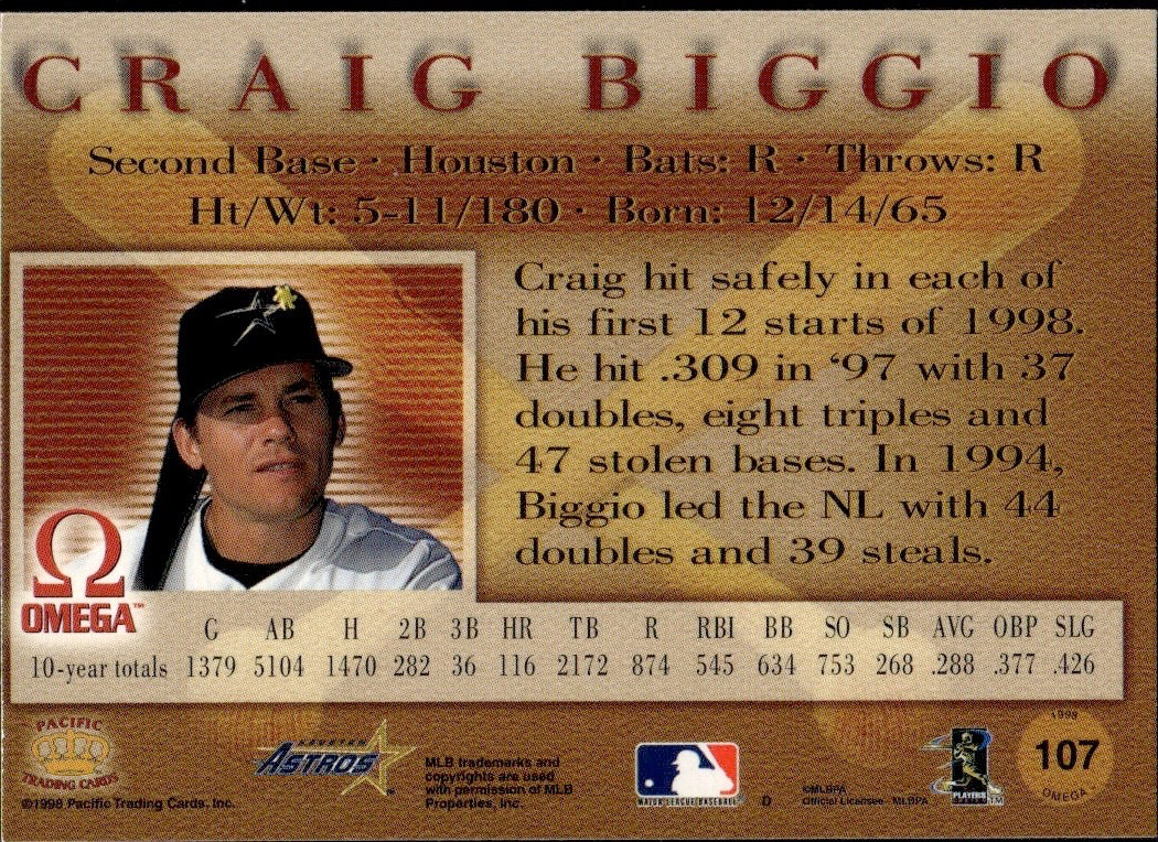 1998 Pacific Omega – Craig Biggio #107