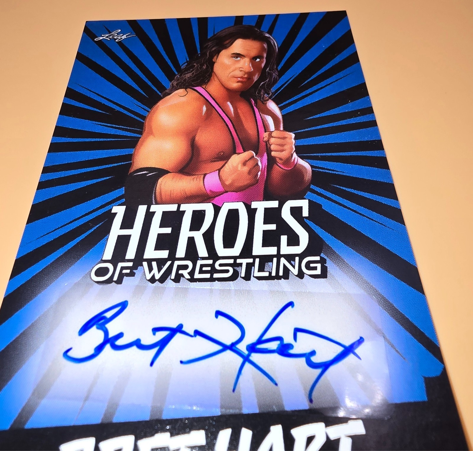 Bret Hart Autograph 2023 Leaf Heroes Of Wrestling Blue Parallel BA-BH2 Signed
