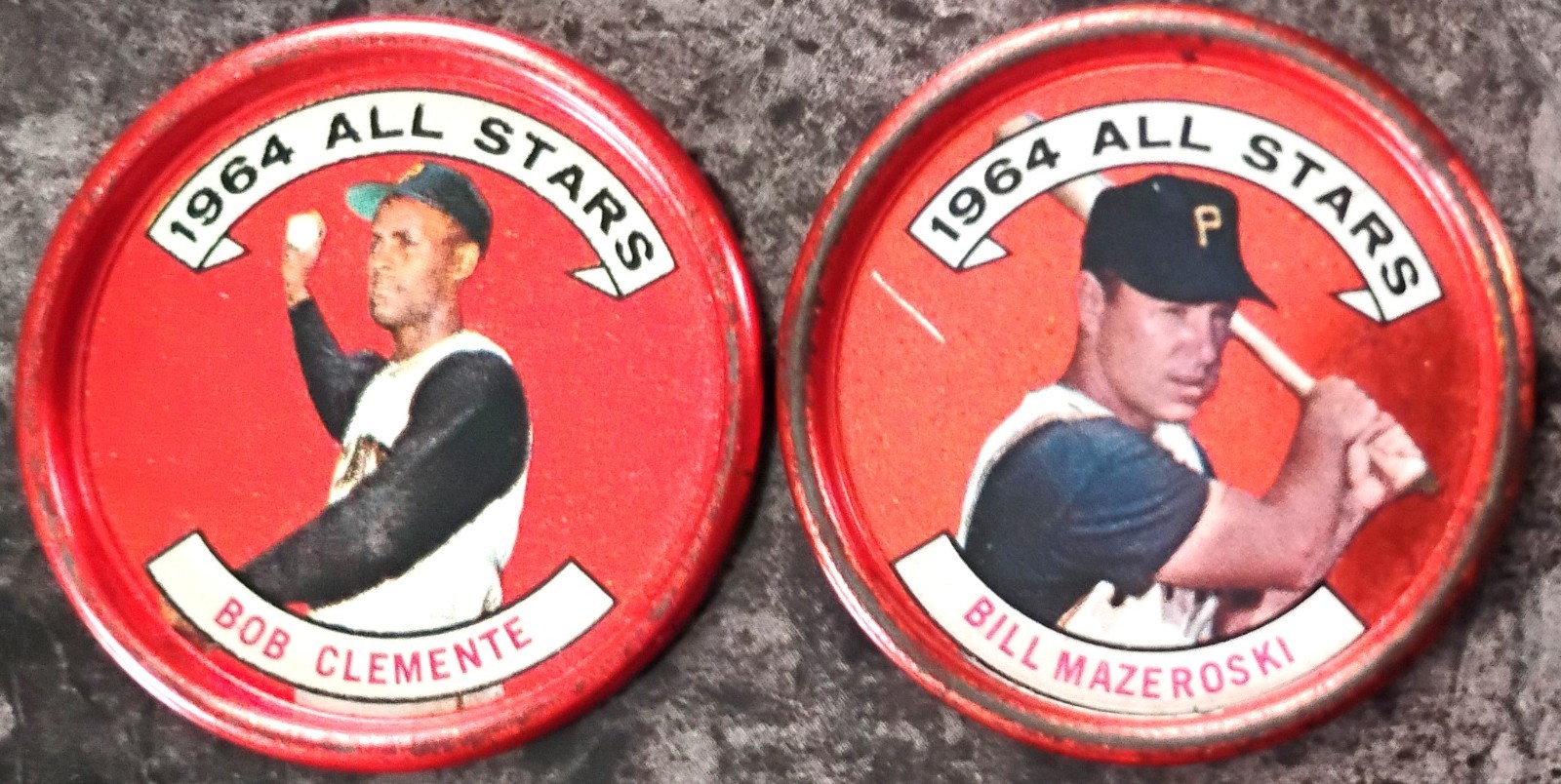 1964 TOPPS BASEBALL COIN LOT (2) ROBERTO CLEMENTE/BILL MAZEROSKI PIRATES