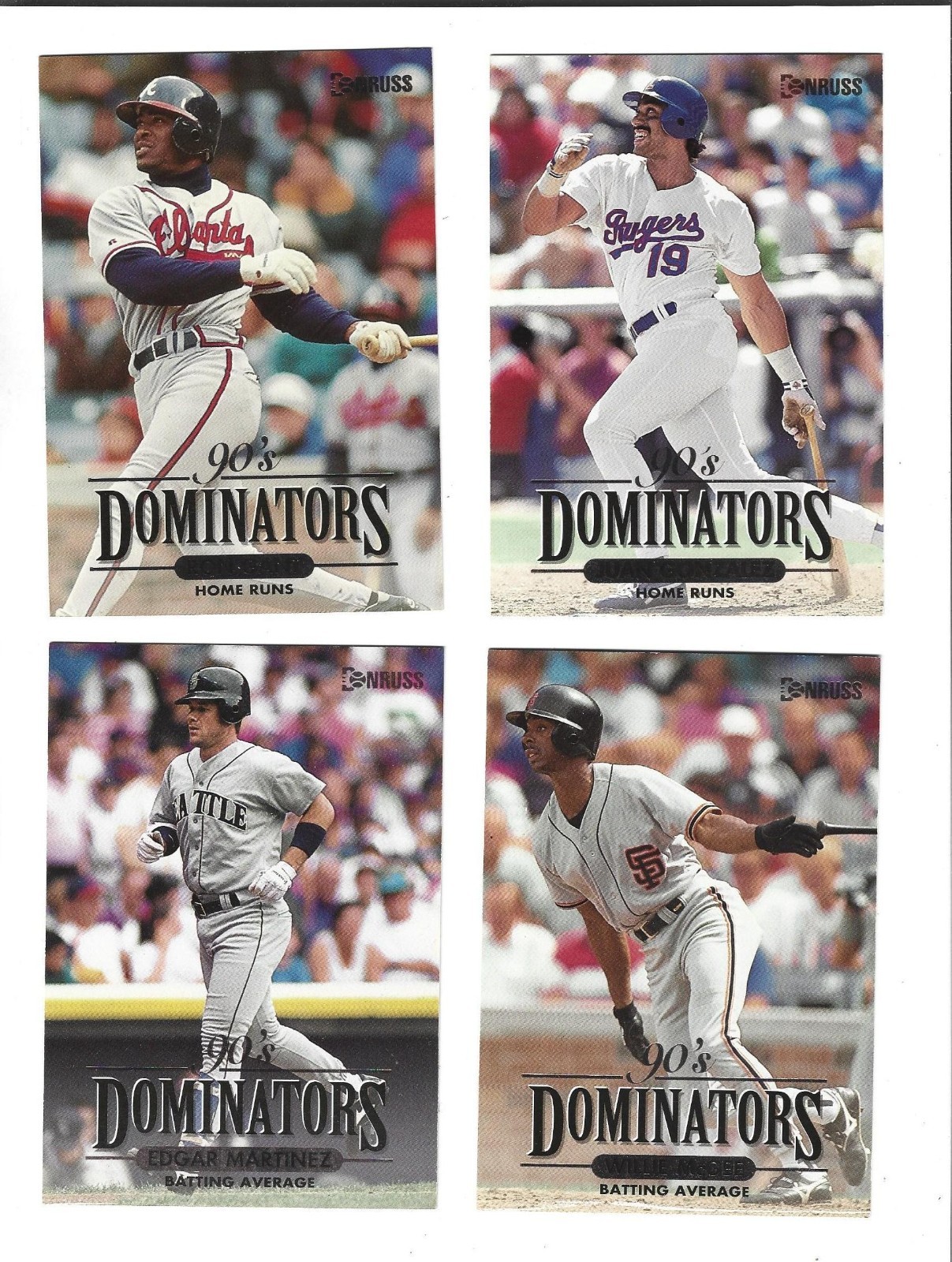 1993 Donruss Dominators / AL MVP Thomas / Bonds – Jumbo 3 1/2 by 5 inches