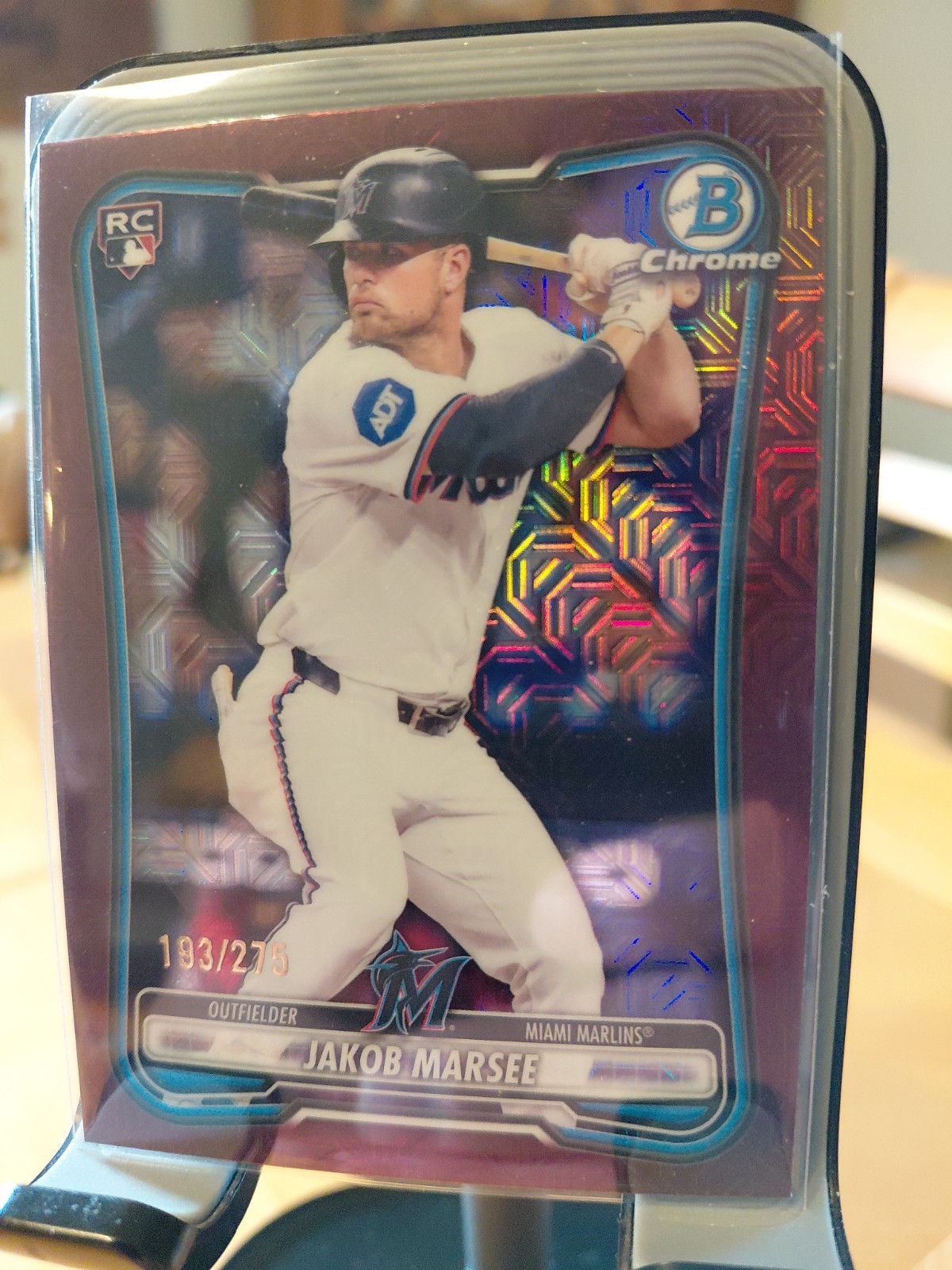 2026 Bowman Chrome Jakob Marsee Burgundy Mojo Refractor /275 Marlins #86 RC