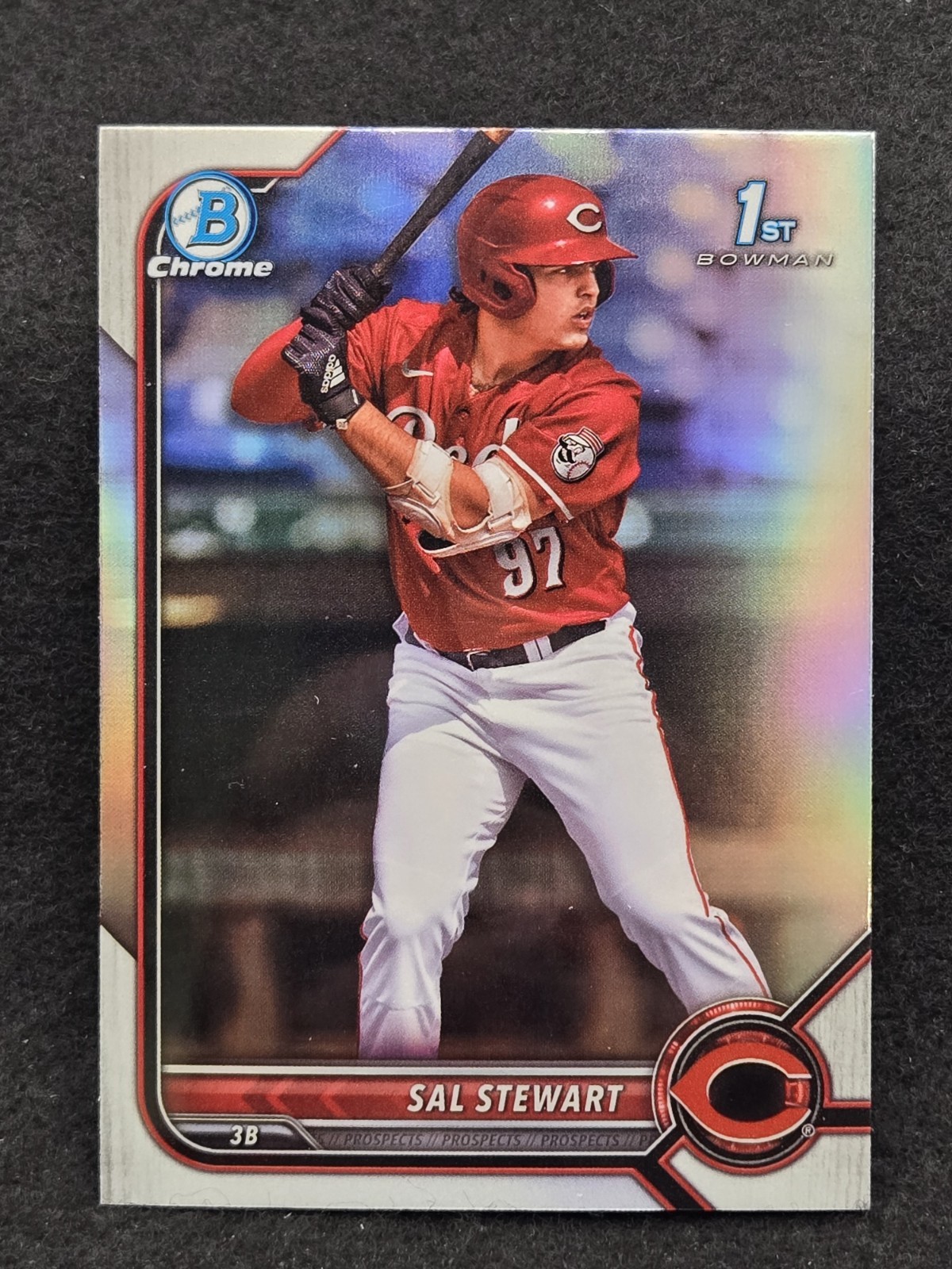 2022 Bowman Chrome Draft Sal Stewart Bowman 1st Refractor Reds BDC-122.