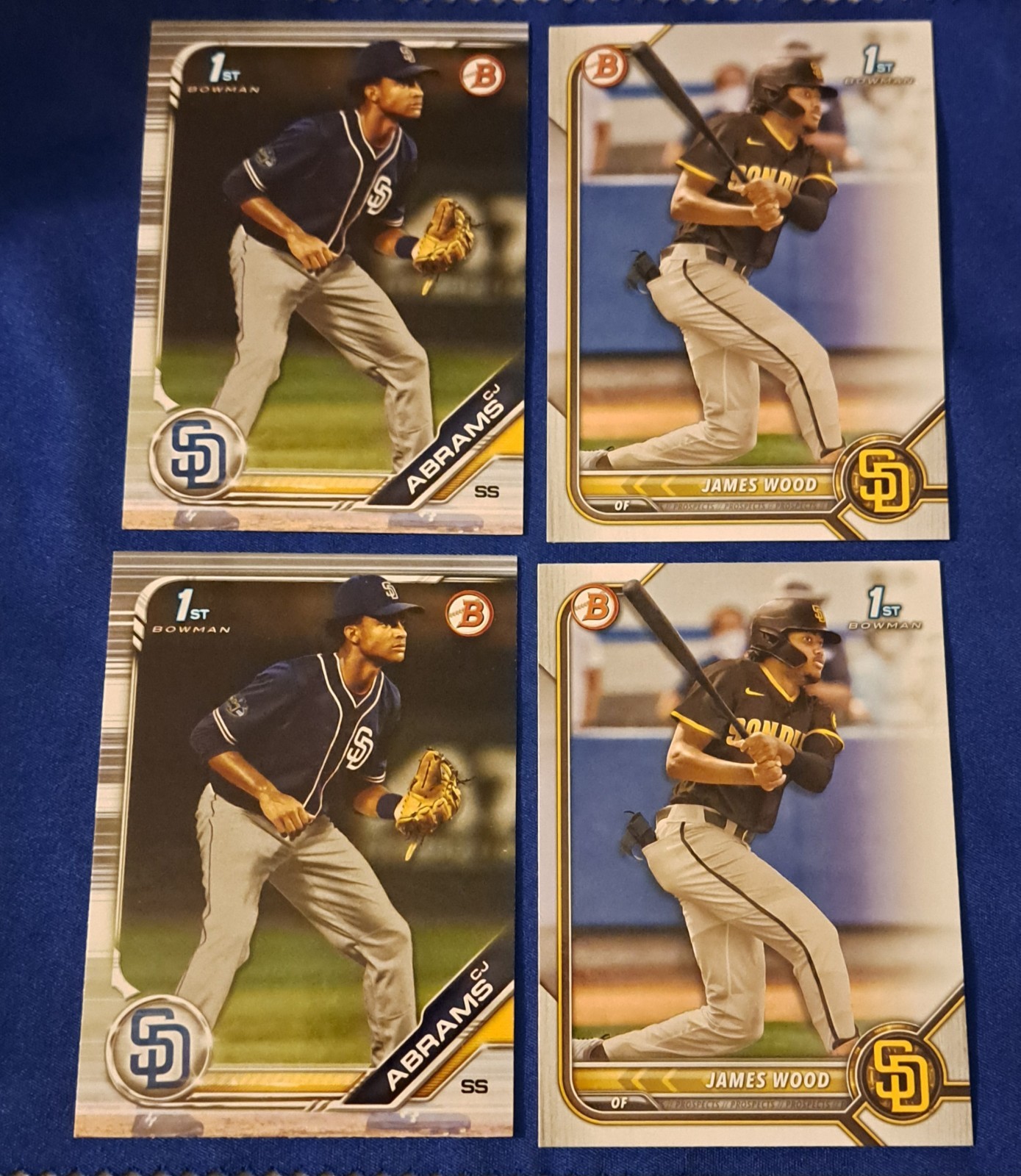 2019 And 2022 Bowman Paper James Wood And Cj Abrams 4 Card 1st Bowman Lot