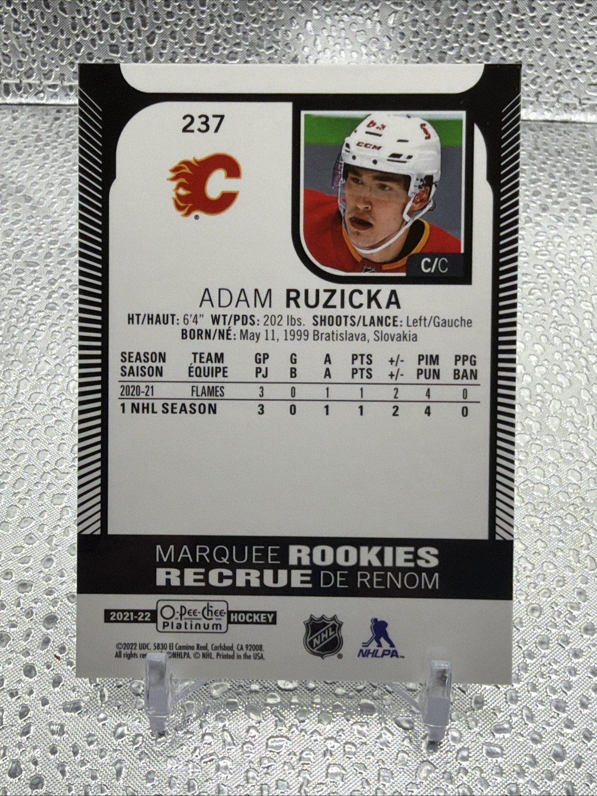 2021-22 O-Pee-Chee Platinum Base Marquee Rookies #237 Adam Ruzicka- Flames