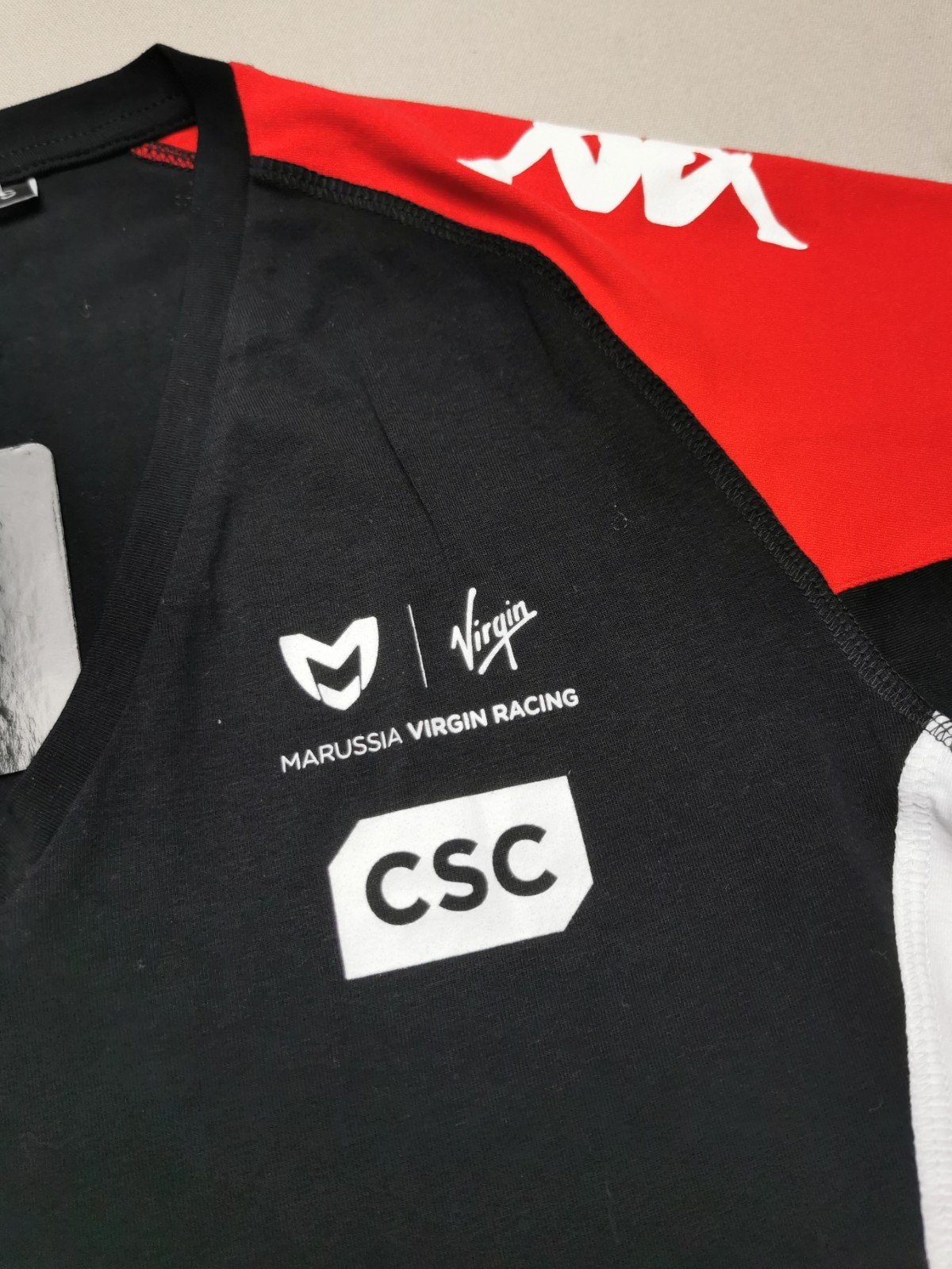 MARUSSIA VIRGIN RACING F1 TEAM Women UK S 2010-11 Team T-Shirt NEW Black V-Neck