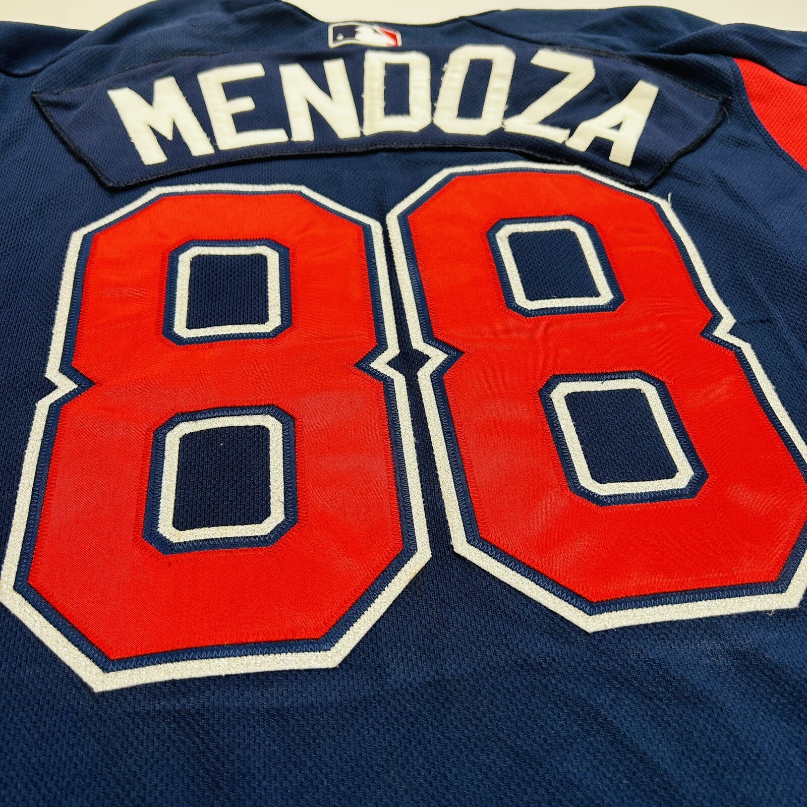 Cleveland Indians Majestic Minnie Mendoza Worn Used BP Spring Training Jersey XL