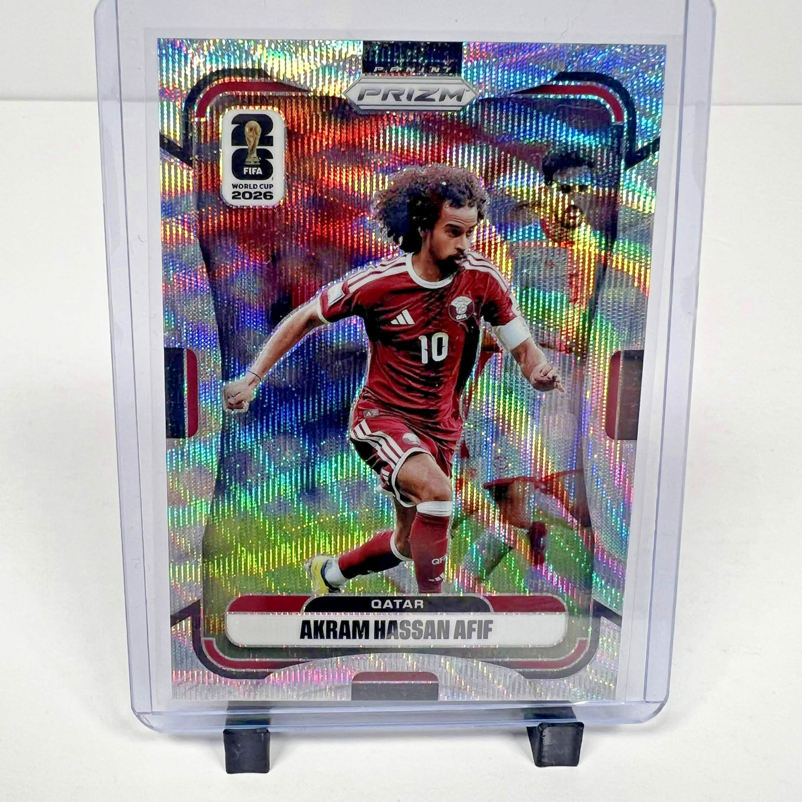 2026 Panini Prizm FIFA World Cup Akram Hassan Afif #373 Silver Wave Prizm Qatar