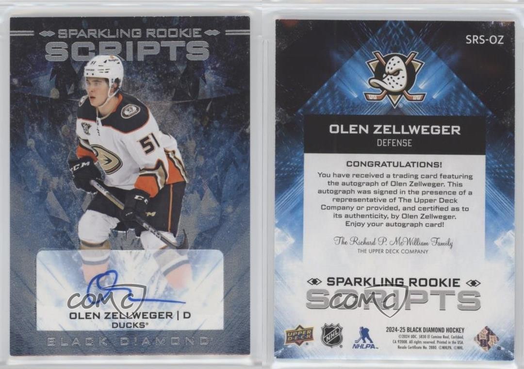 2024 Black Diamond Sparkling Rookie Scripts Olen Zellweger #SRS-OZ Auto RC 04fk