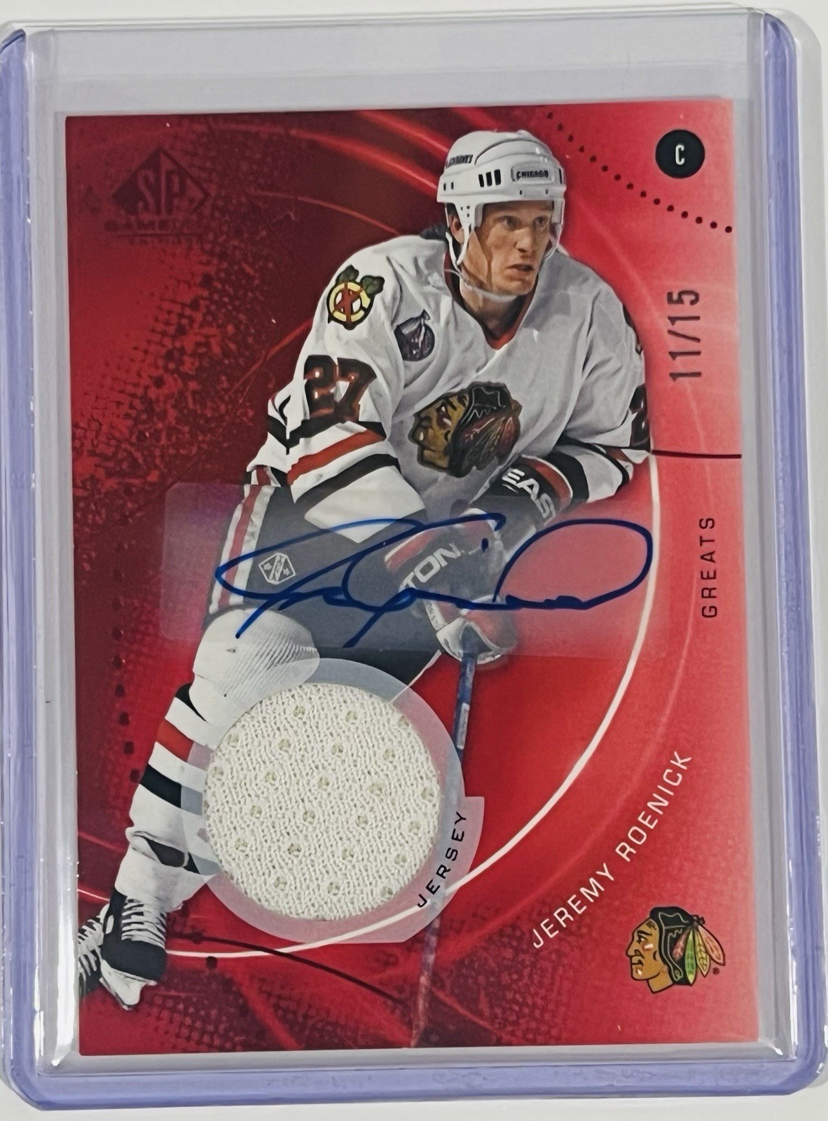Jeremy Roenick 2025-26 SP Game Used Red Jersey Auto #d /15 Chicago Blackhawks