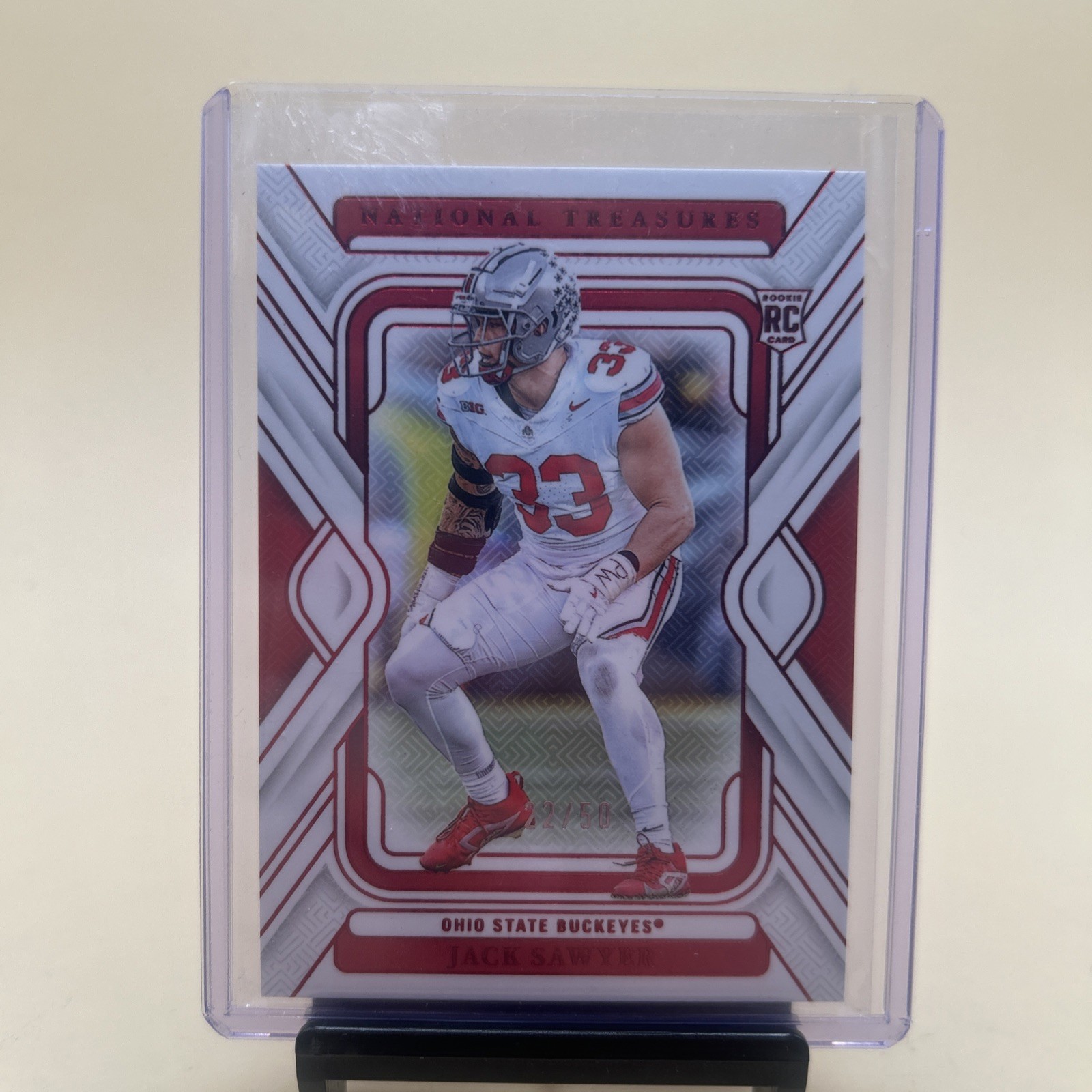 2025 NATIONAL TREASURES COLLEGE /50 ROOKIE JACK SAWYER OHIO STATE