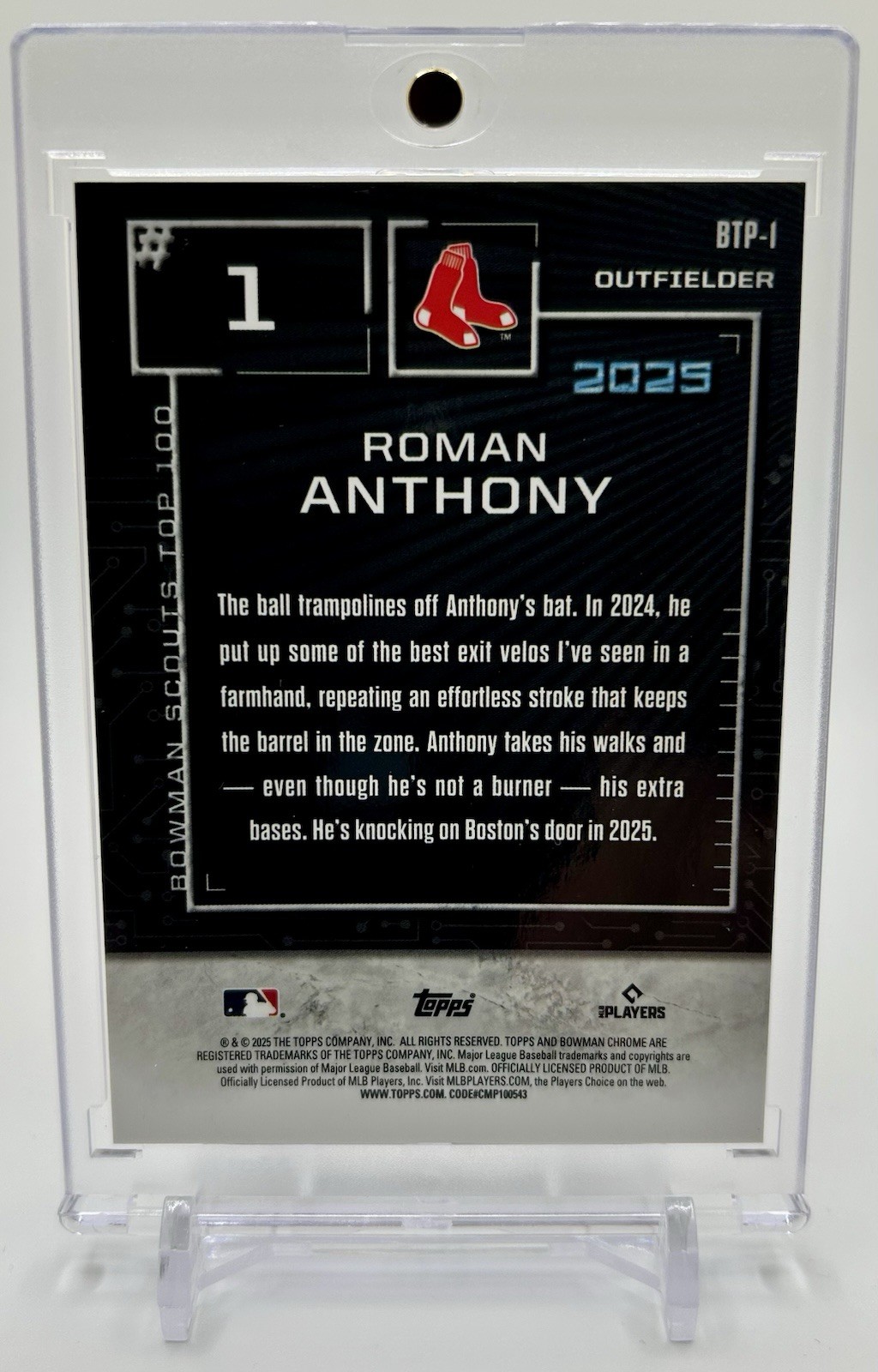 2025 Bowman Chrome TOP 100 #BTP-1 Roman Anthony /50 (RC,SSP) 🔥RED SOX🔥